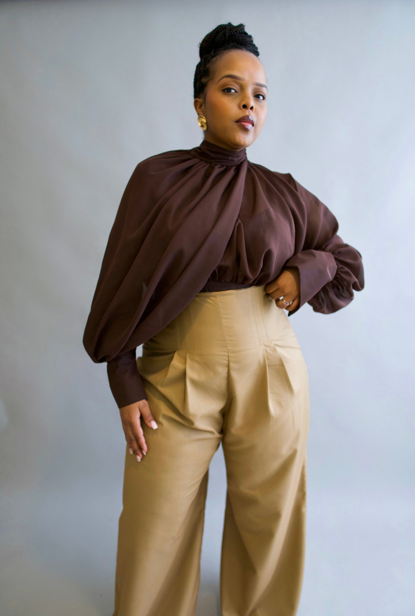 Gaia Corset Blouse - Coffee