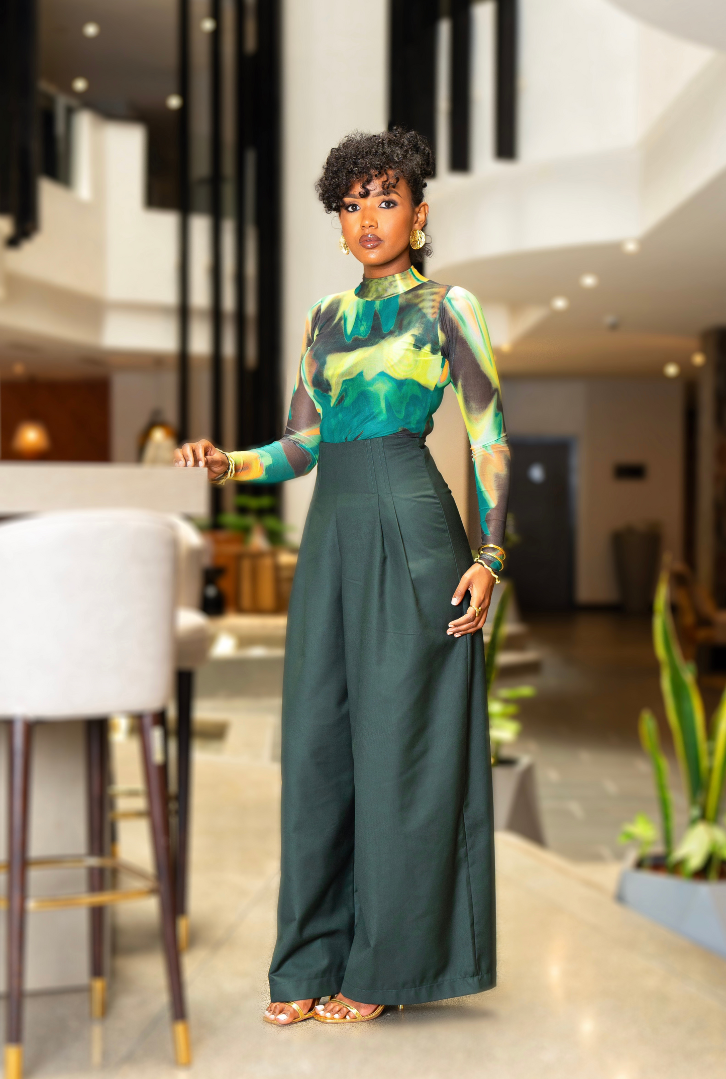 Gaia Wide Leg Pants - Hunter Green