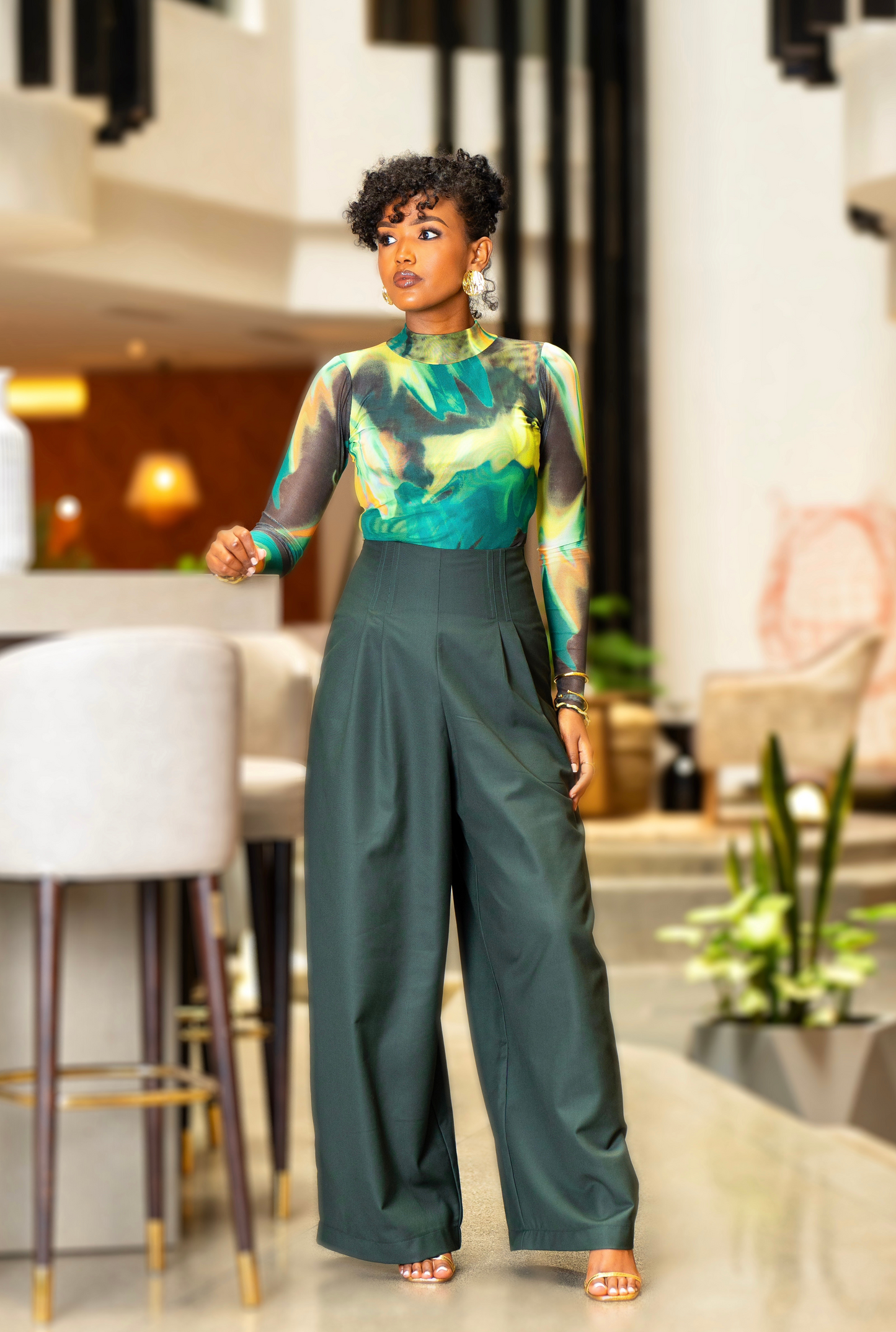 Gaia Wide Leg Pants - Hunter Green
