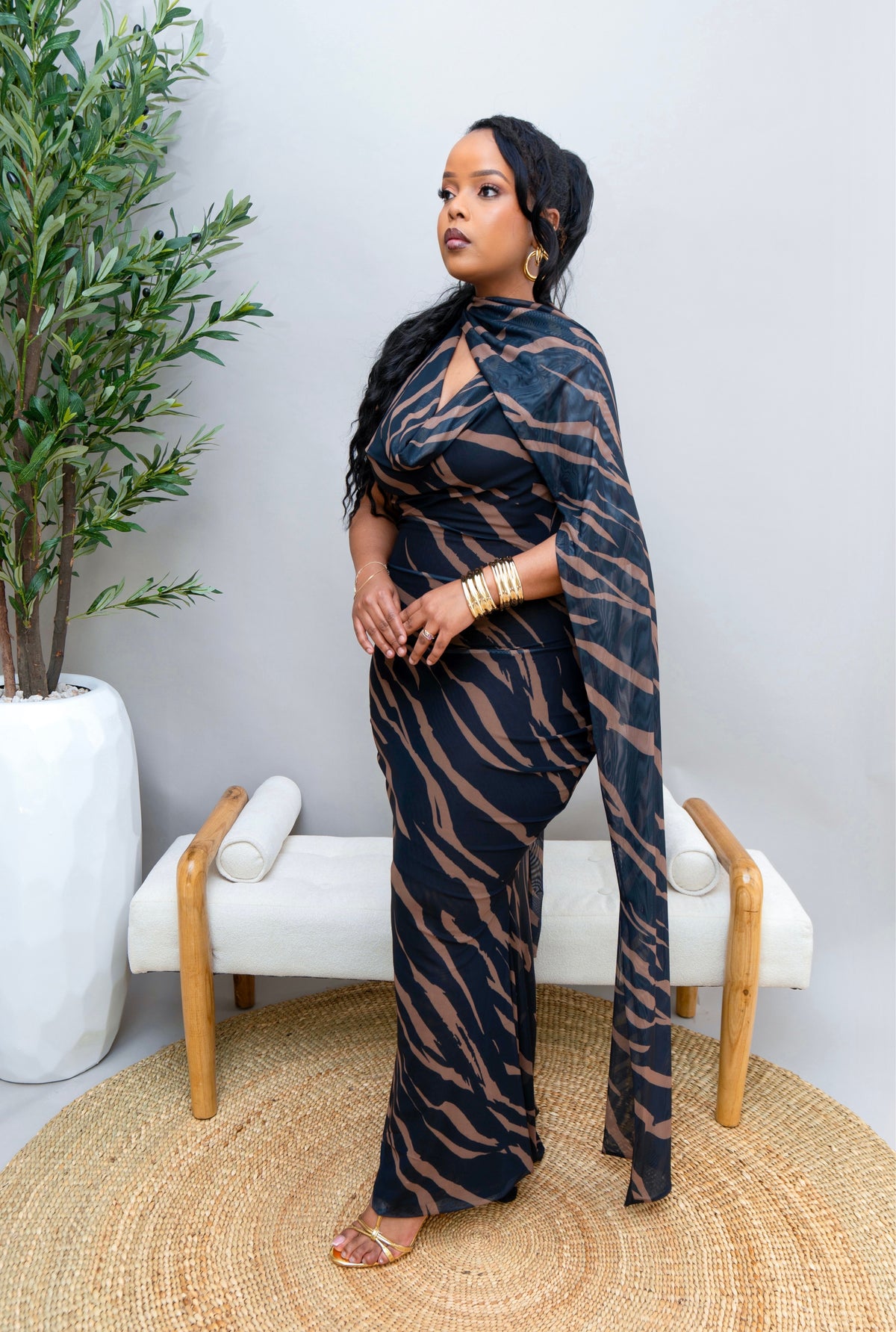 Shayla Mesh Dress - Black Print