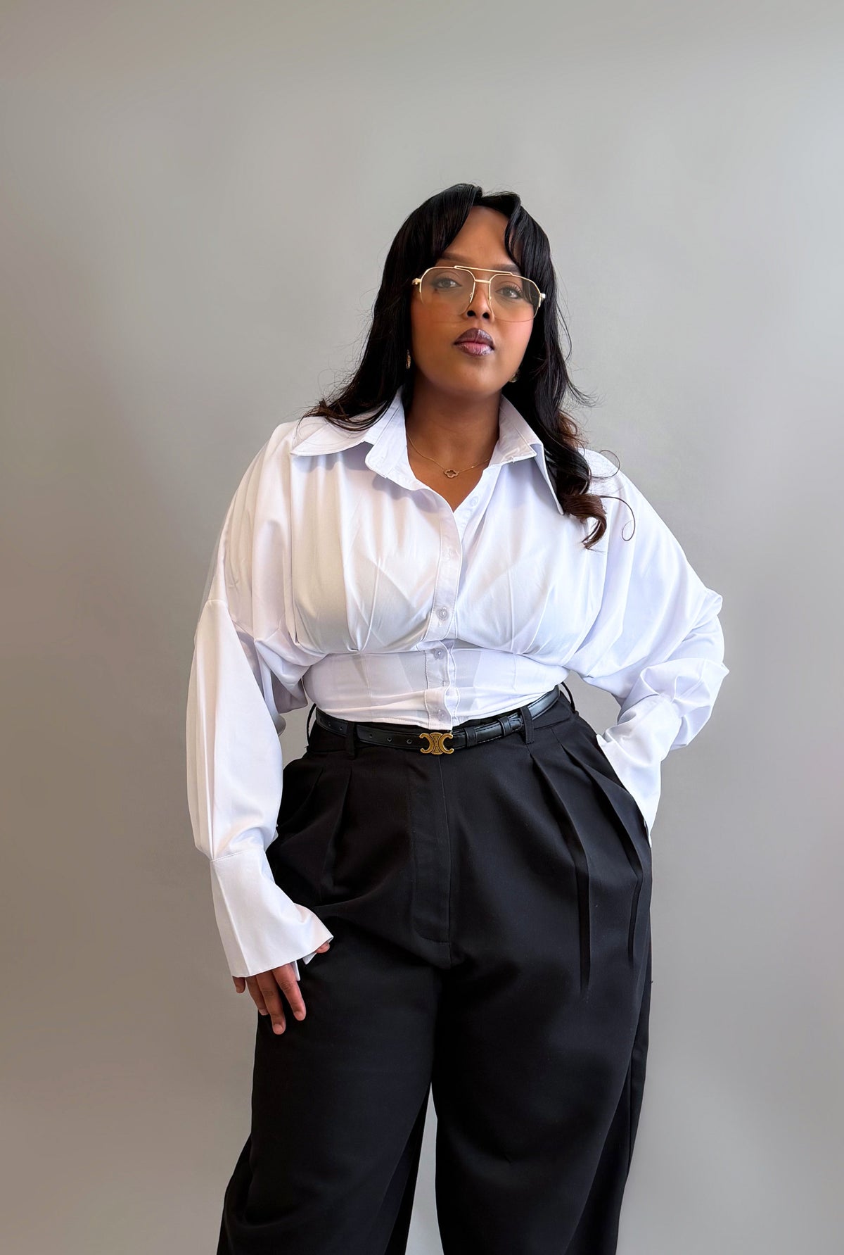 Jacquline Crop Shirt - White