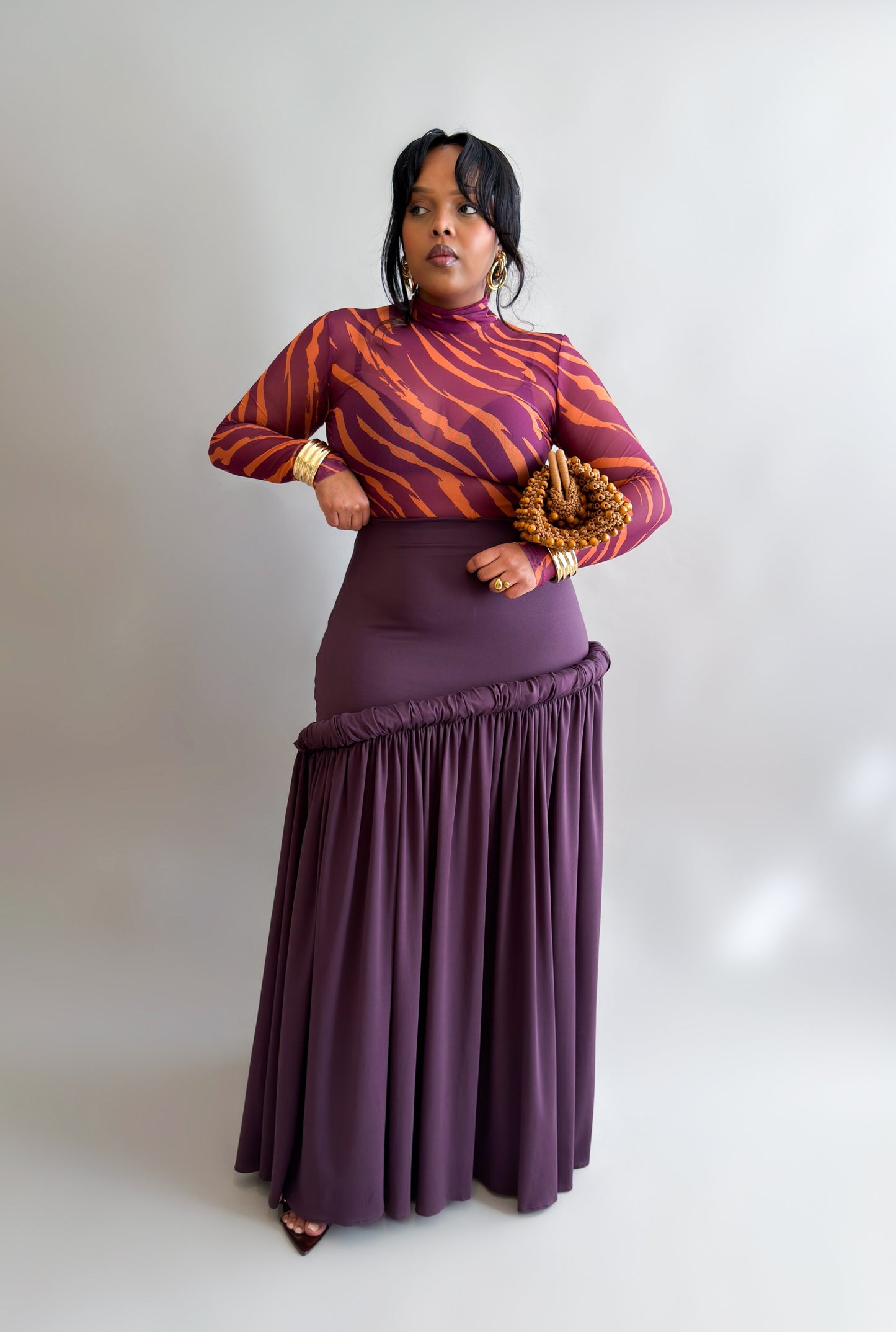 Aminah Maxi Skirt - Eggplant