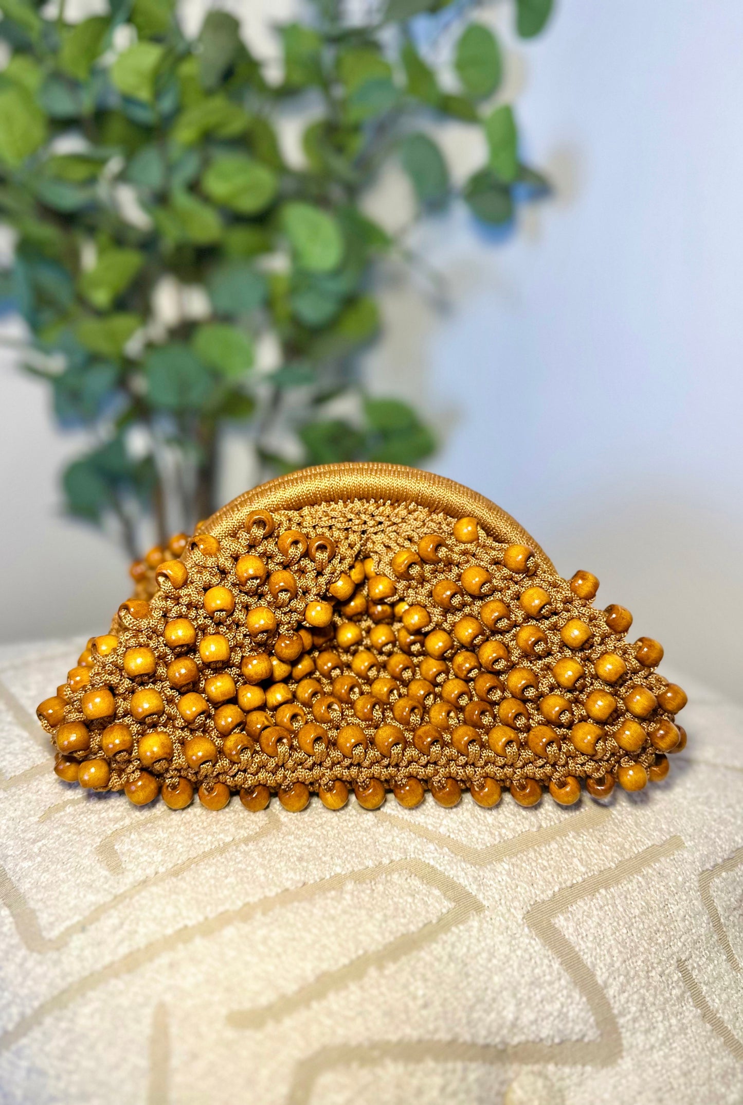 Zeva Beaded Pouch - Caramel