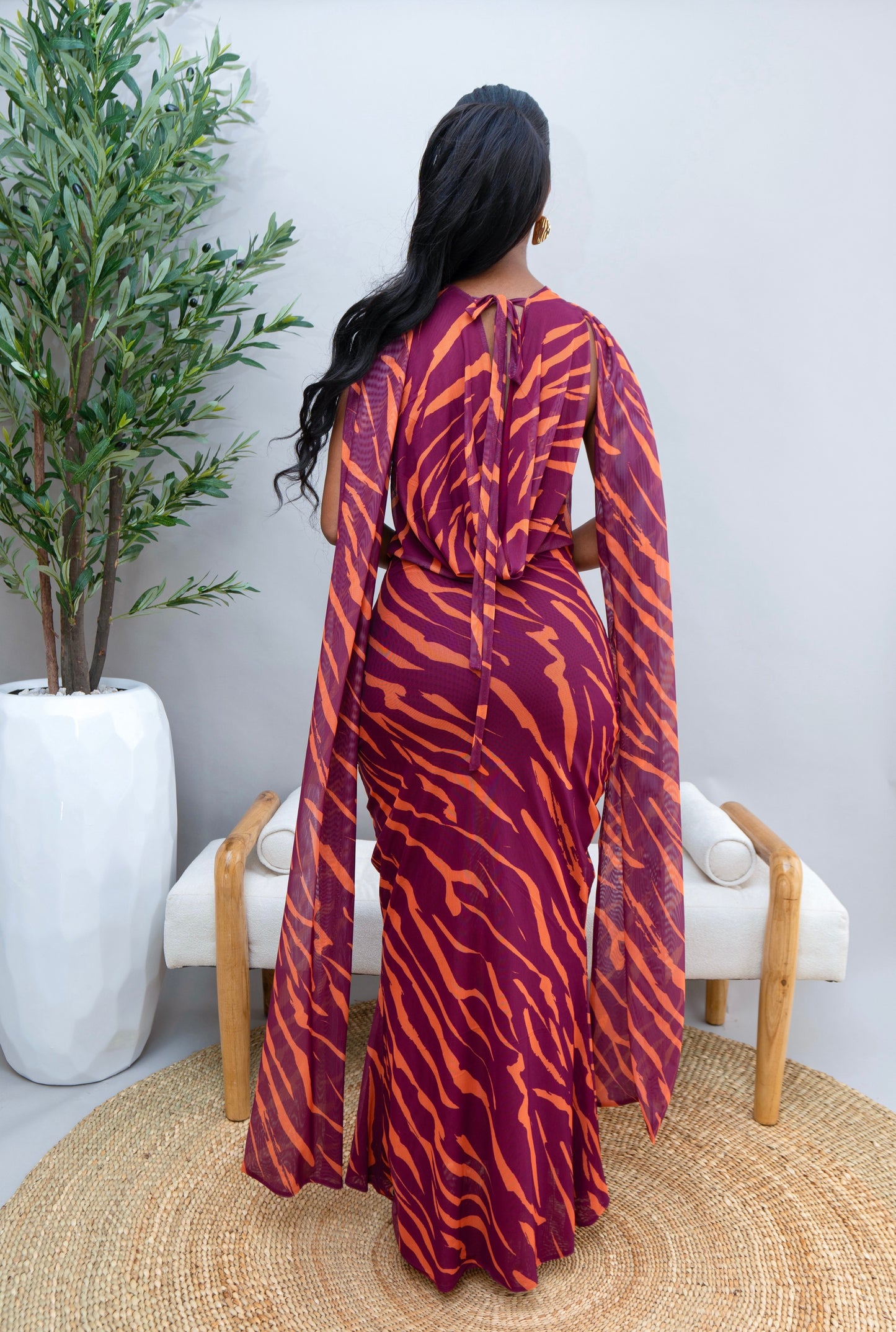 Shayla Mesh Dress - Magenta Print