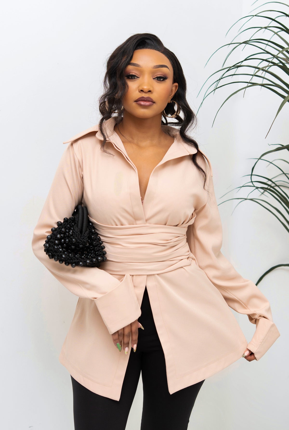 Naz Cinched Shirt - Beige