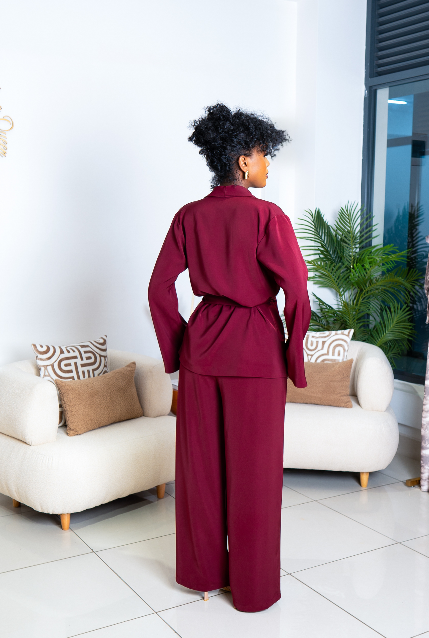 Amani Pants Set - Burgundy