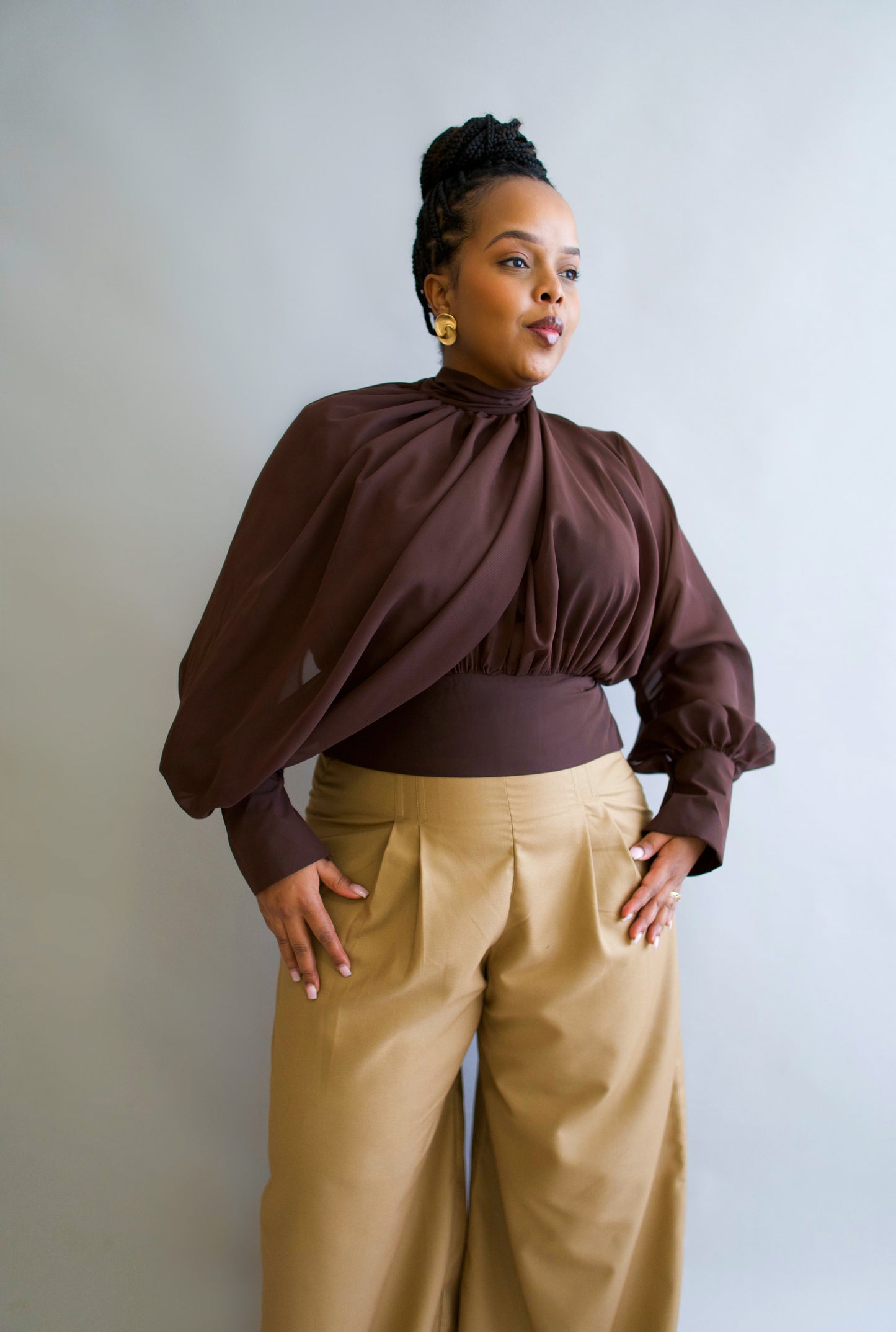 Gaia Corset Blouse - Coffee