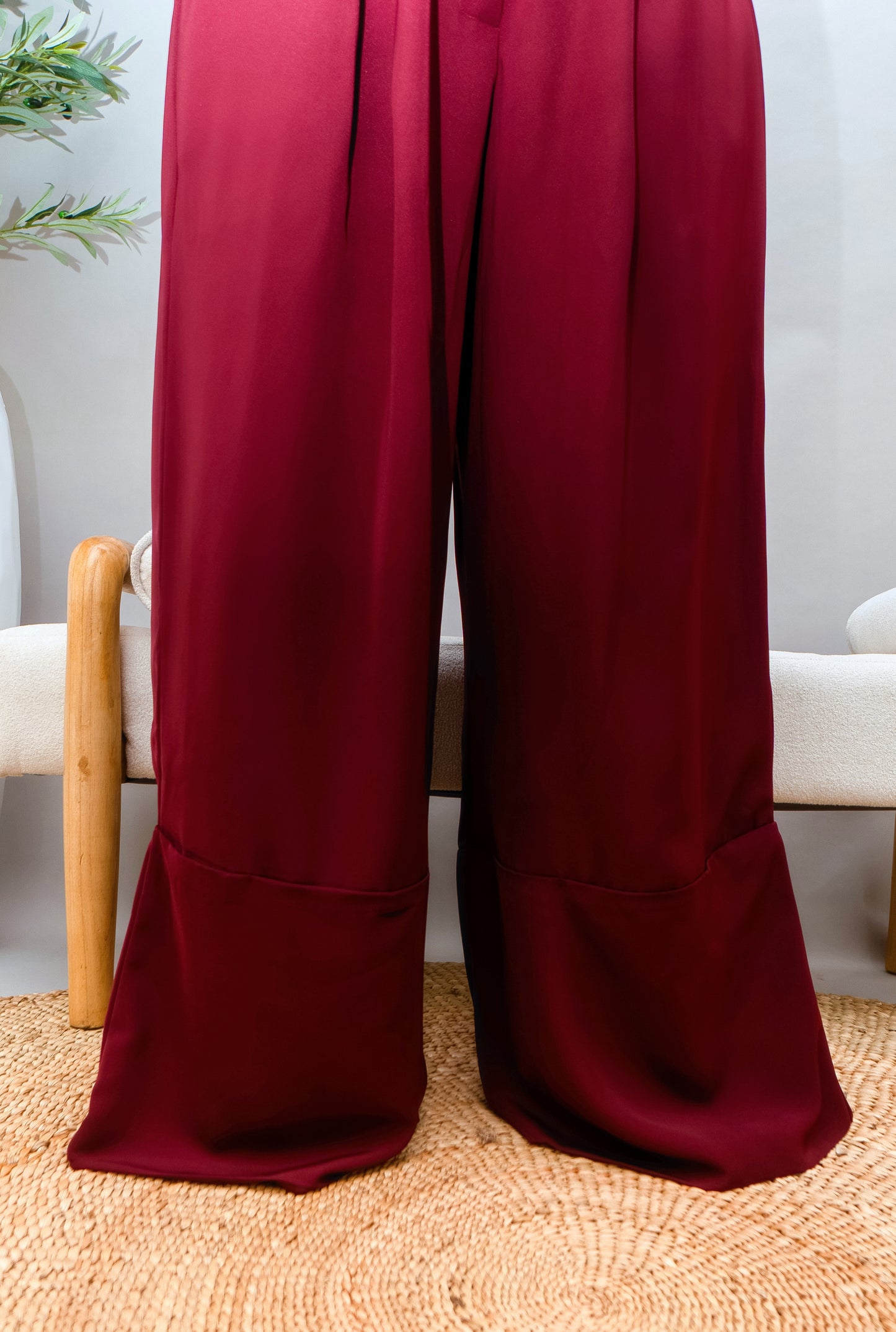 Amarah Wide Leg Pants - Burgundy