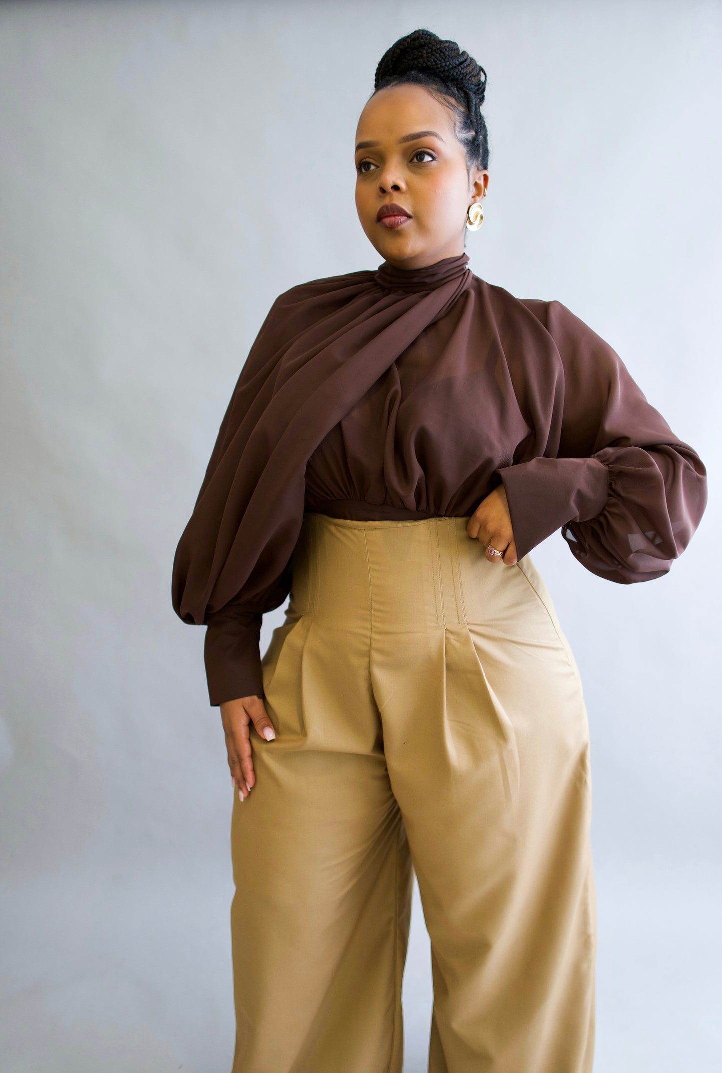 Gaia Corset Blouse - Coffee