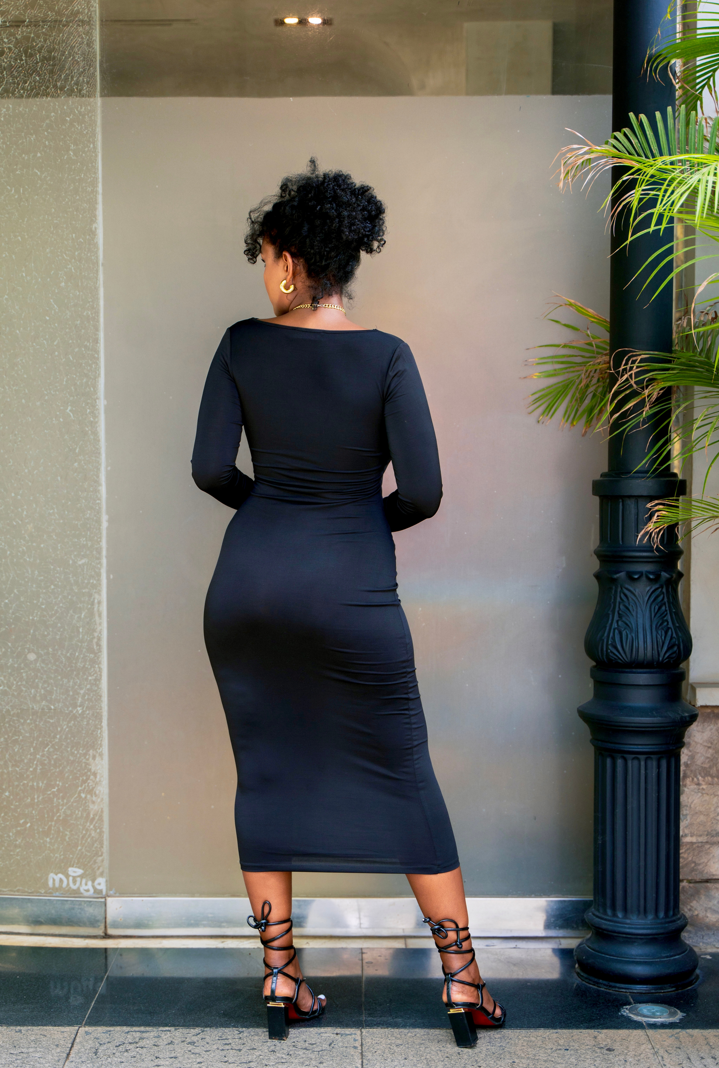 Alaina Midi Cut Out Dress - Black