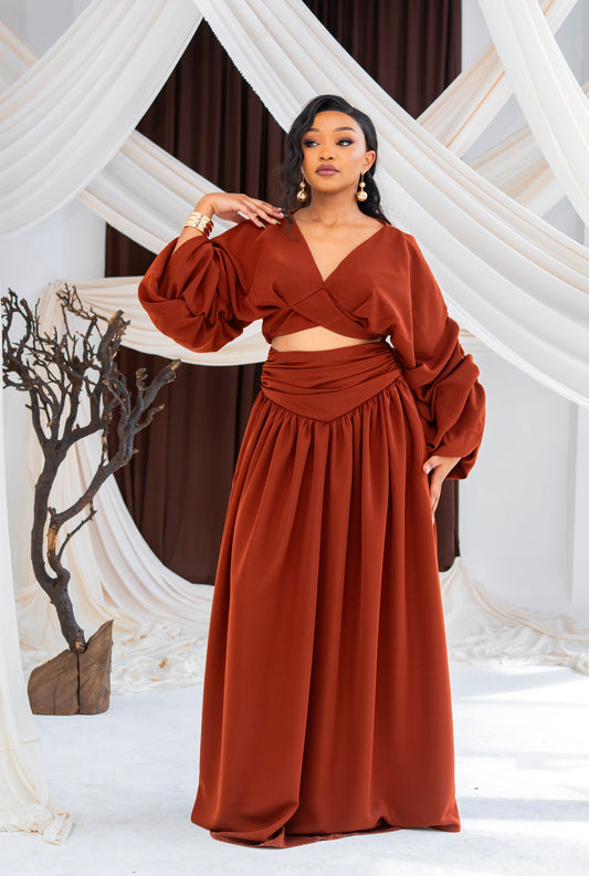 Fiah Skirt Set - Cinnamon Brown
