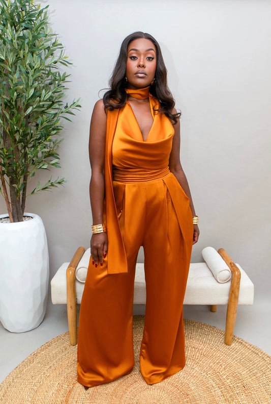Alaya Satin Jumpsuit - Gold