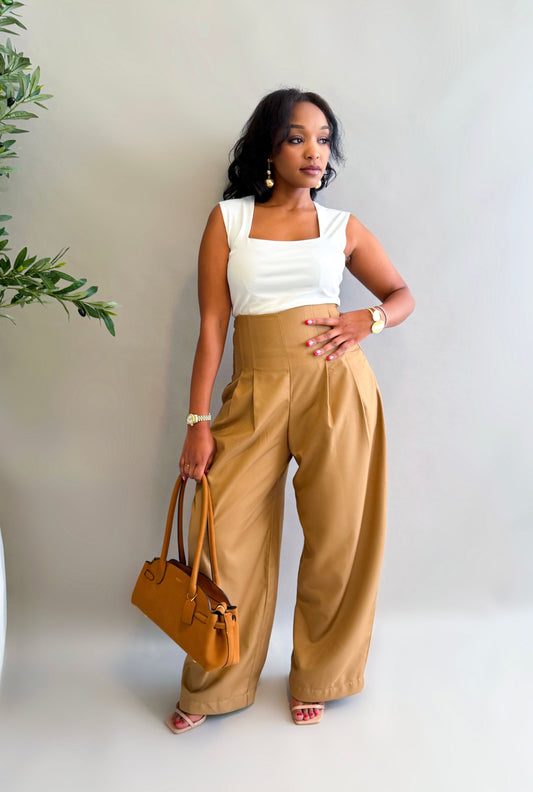Gaia Wide Leg Pants - Camel