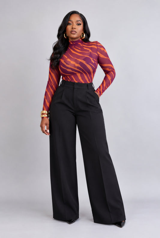 Aminah Mesh Bodysuit - Magenta Print
