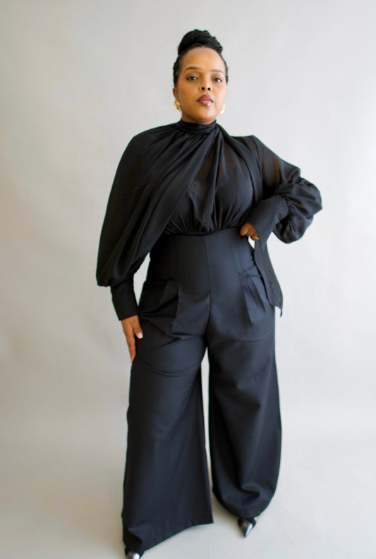 Gaia Wide Leg Pants - Black