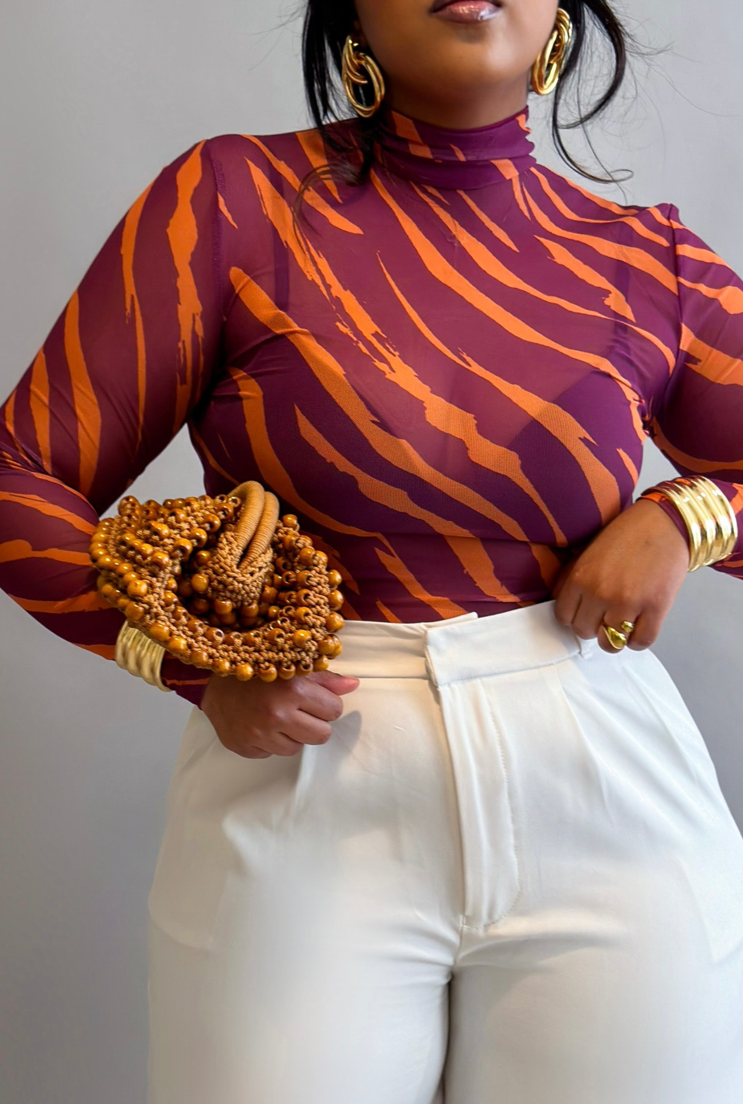 Zeva Beaded Pouch - Caramel