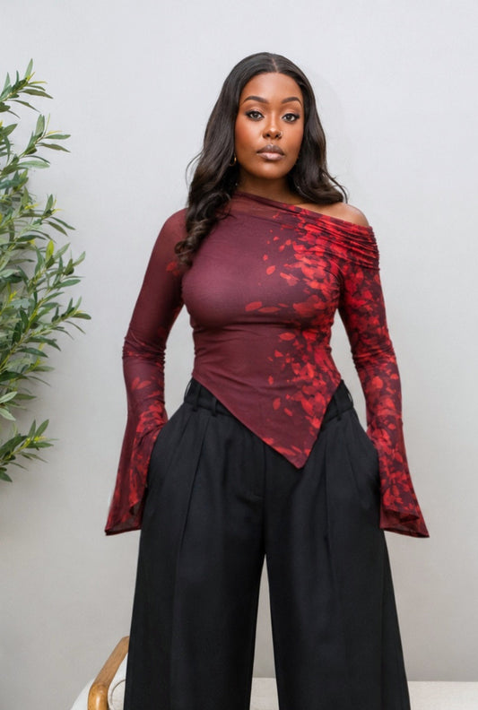 Safa Mesh Top - Burnt Maroon