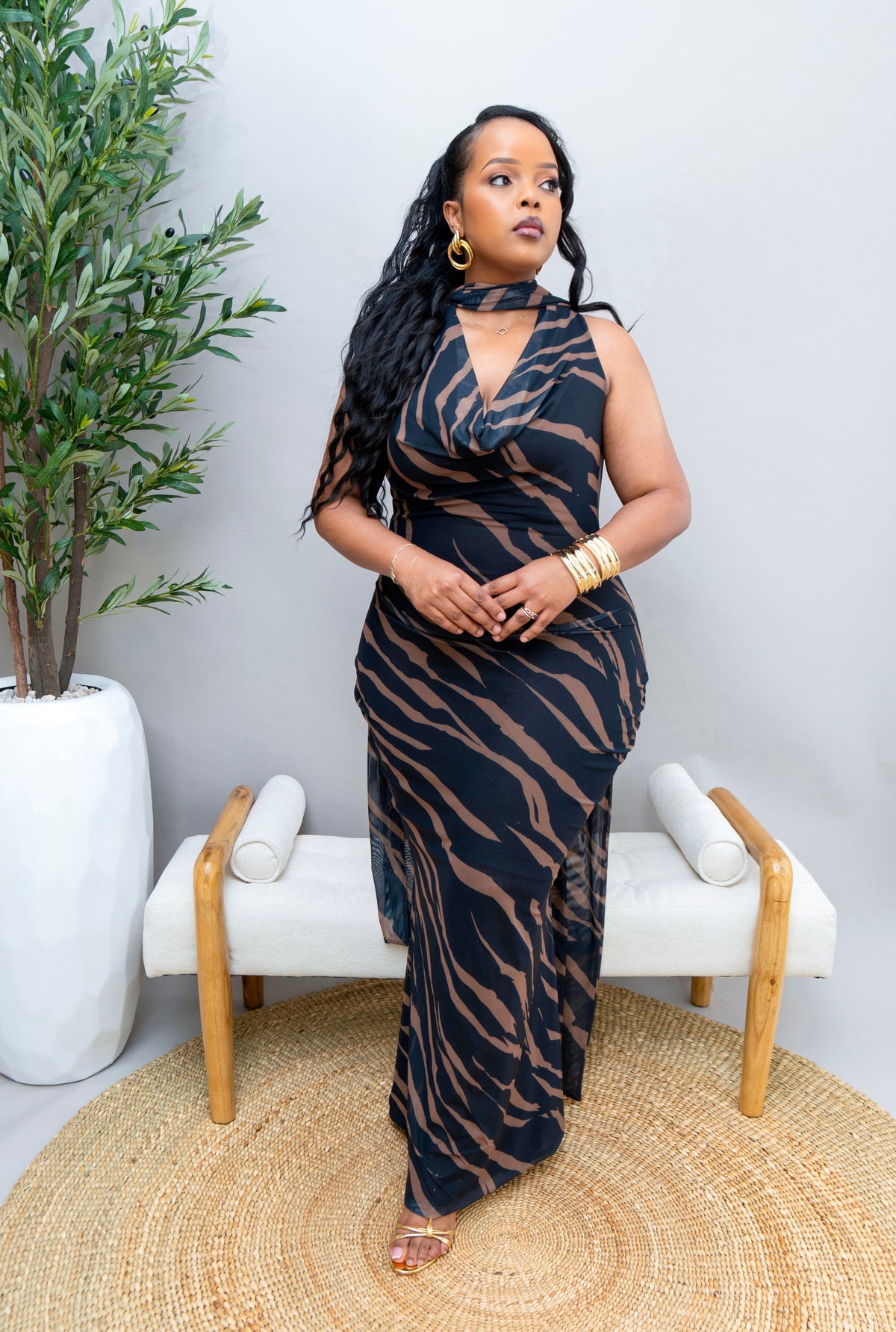 Shayla Mesh Dress - Black Print