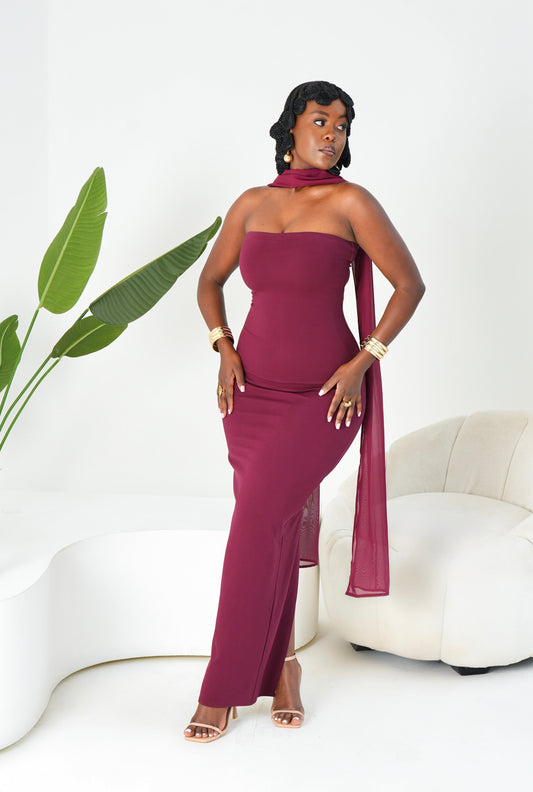 Aya Midaxi Dress - Burgundy