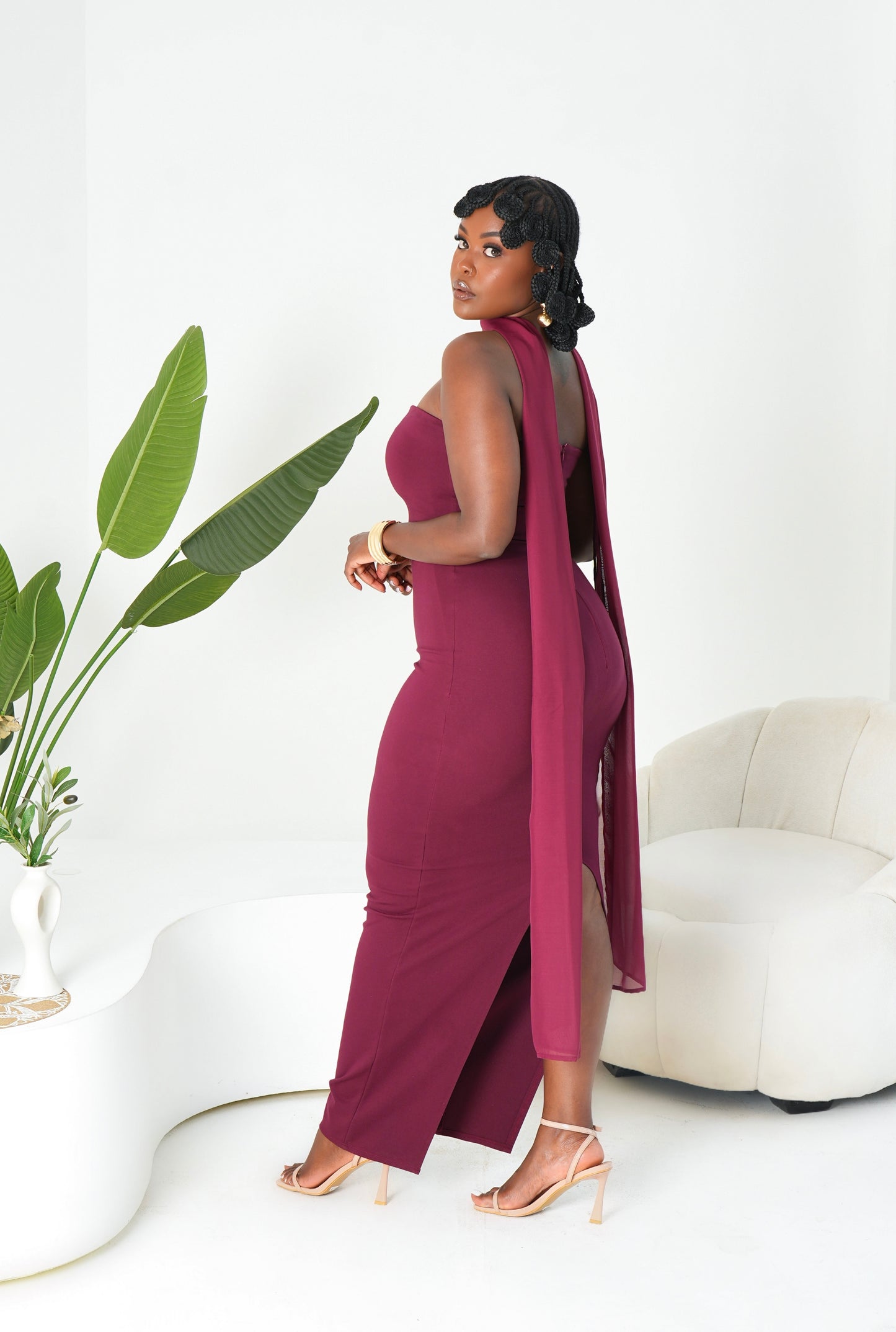 Aya Midaxi Dress - Burgundy