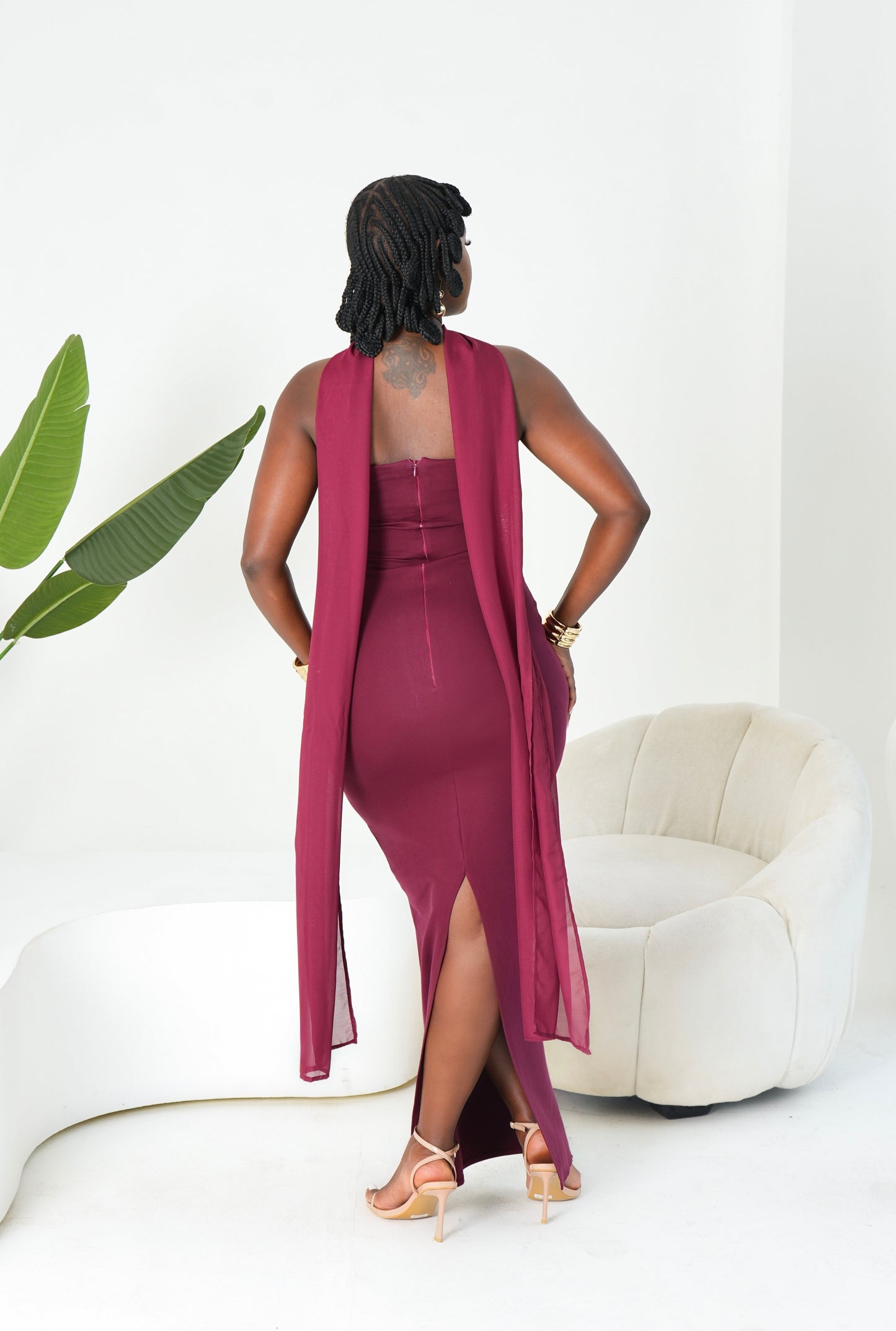 Aya Midaxi Dress - Burgundy