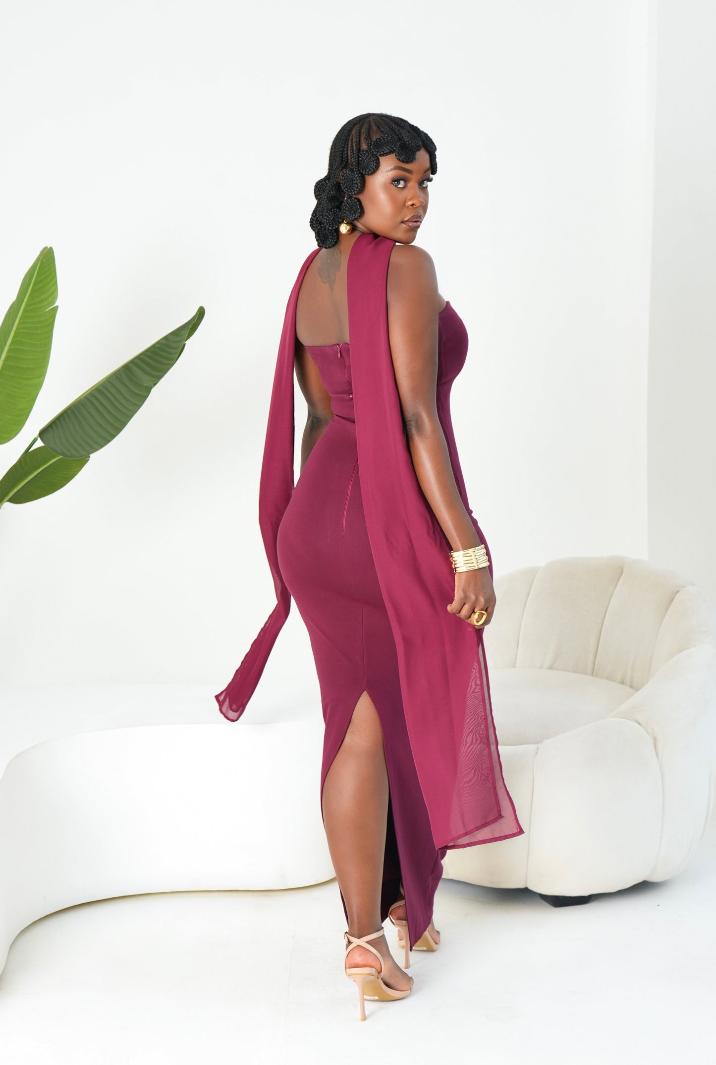 Aya Midaxi Dress - Burgundy