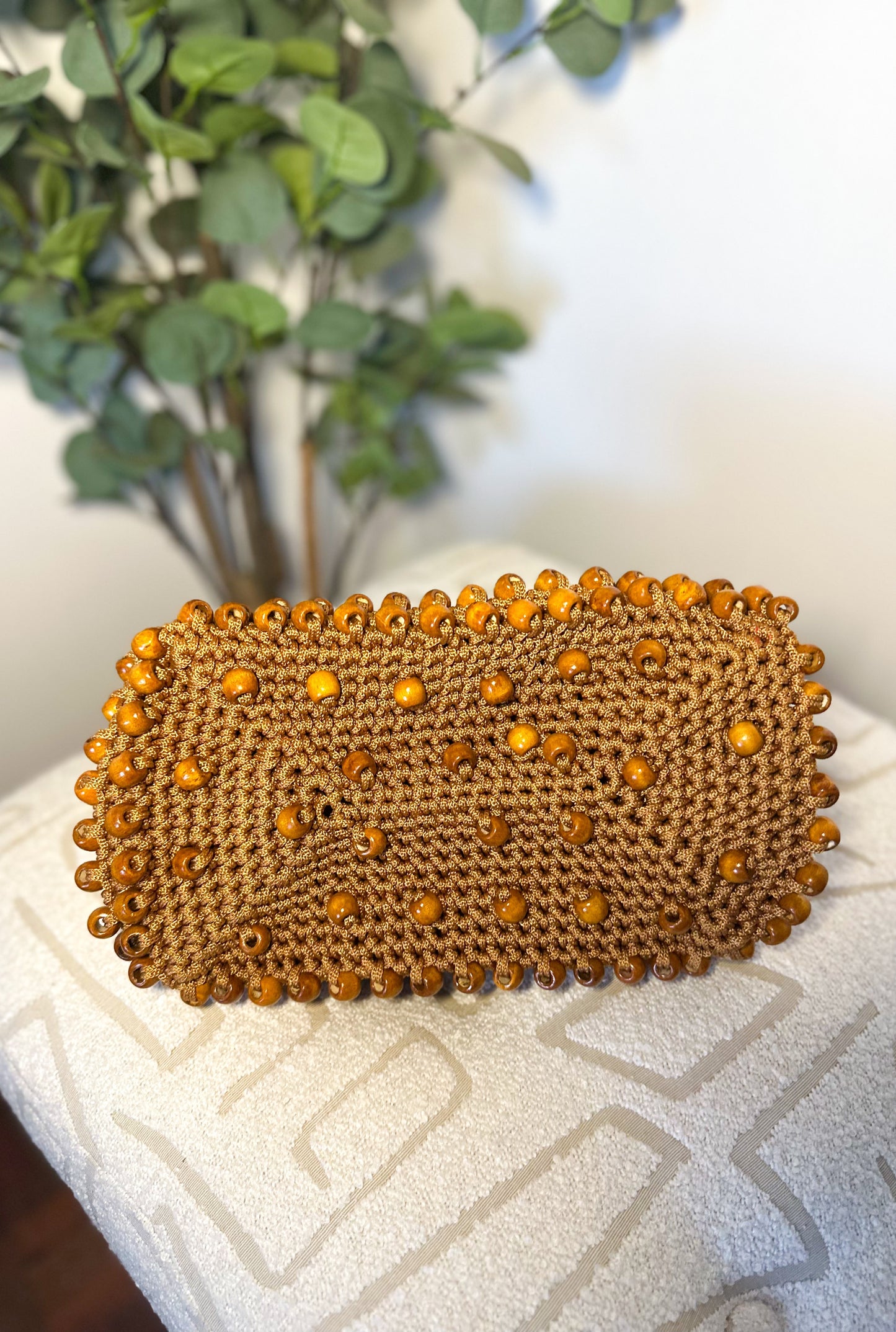 Zeva Beaded Pouch - Caramel