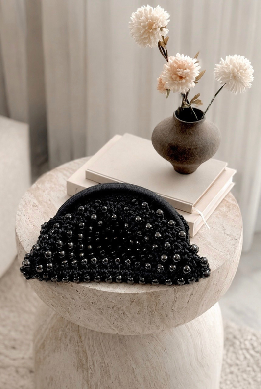 Zeva Beaded Pouch - Black
