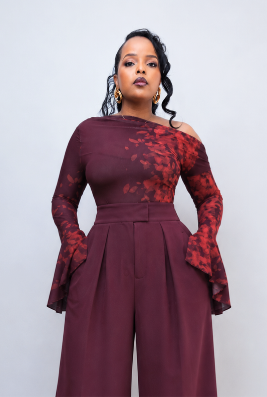 Amarah Mesh Bodysuit - Burnt Maroon