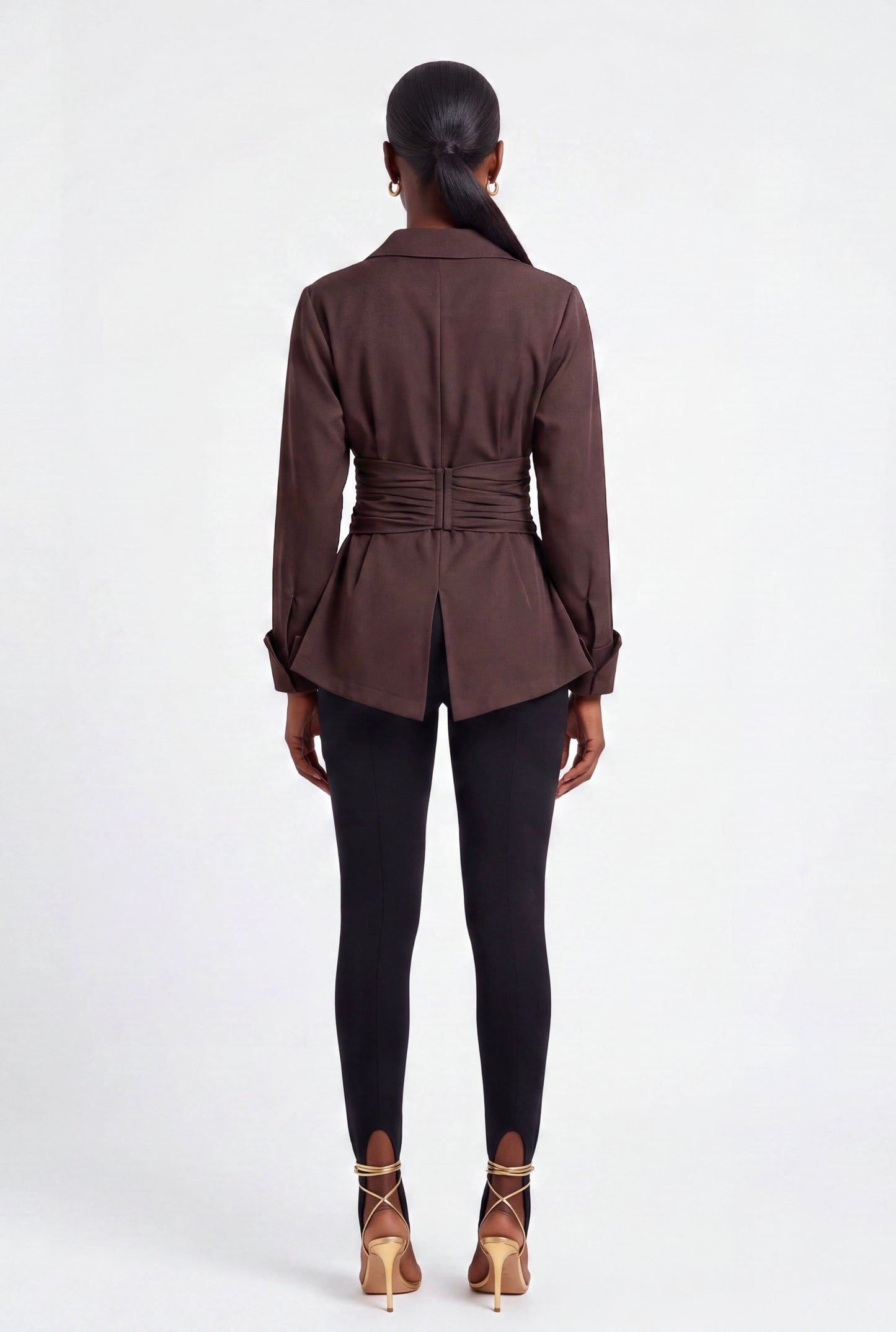 Naz Cinched Shirt - Coffee