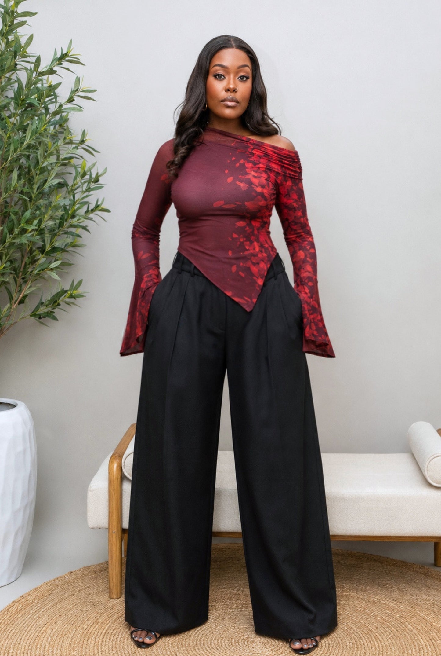 Safa Mesh Top - Burnt Maroon