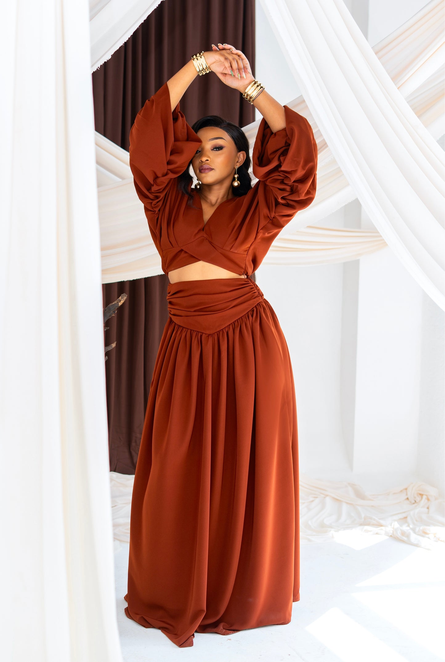 Fiah Skirt Set - Cinnamon Brown