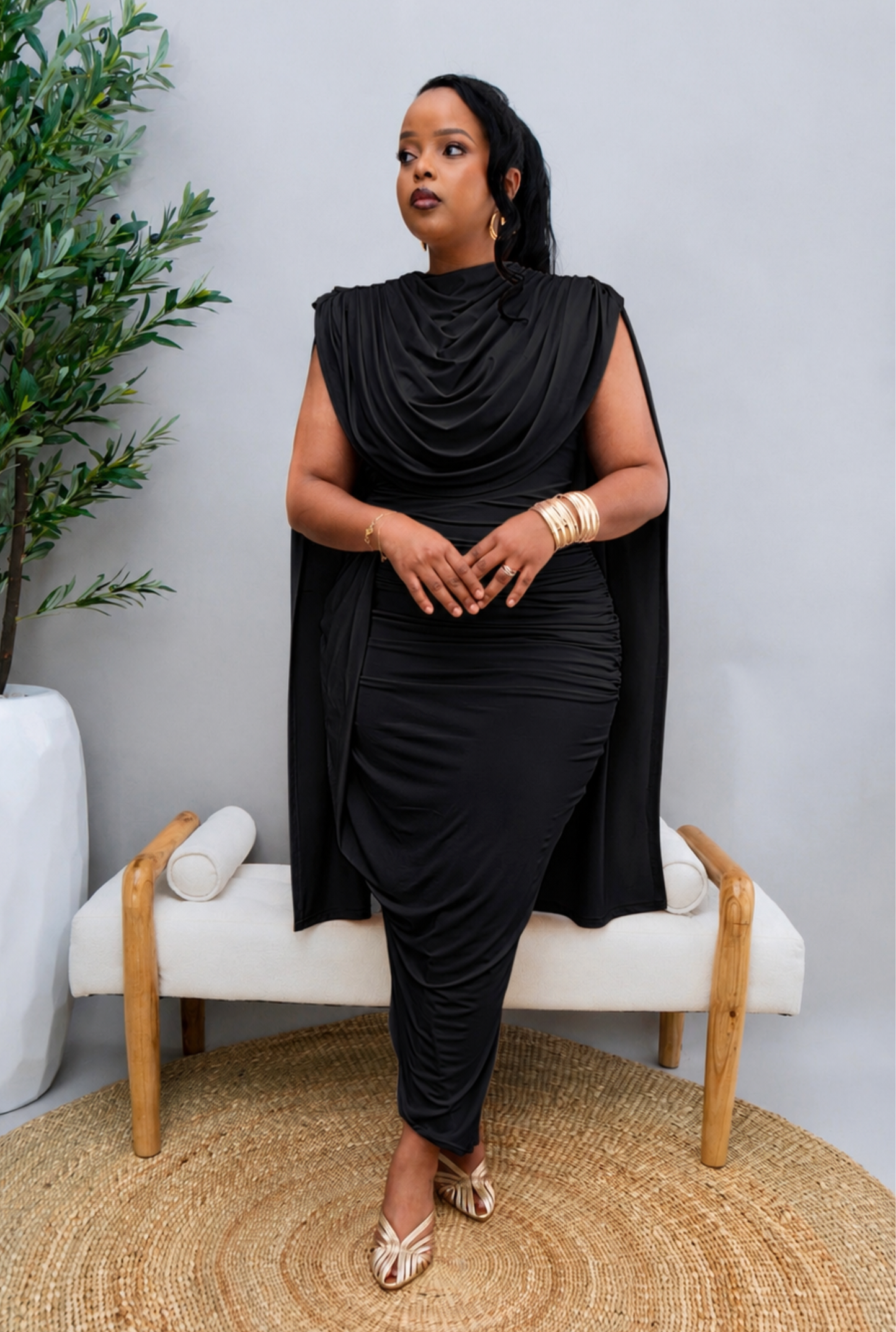 Timah Midi Dress - Black