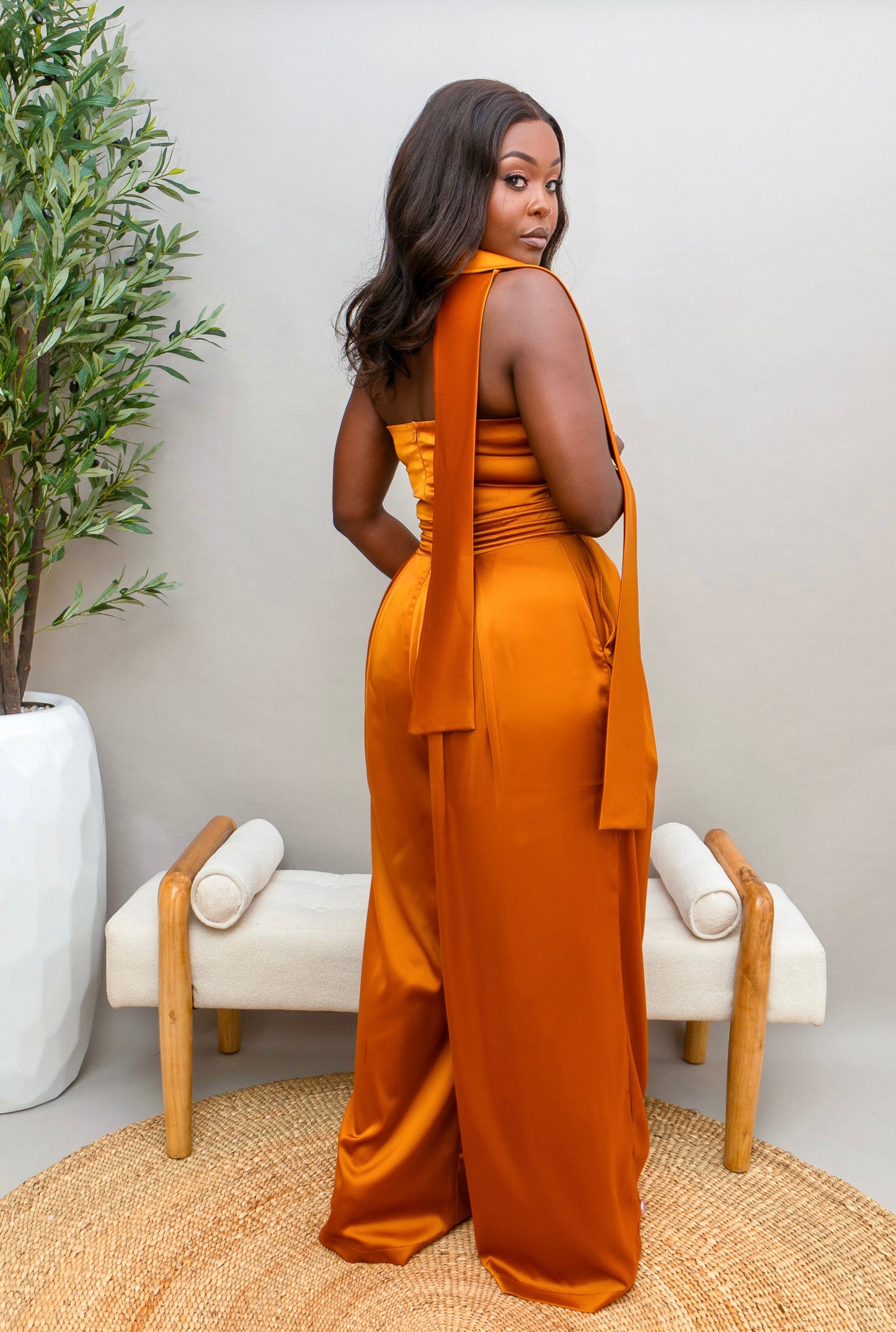 Alaya Satin Jumpsuit - Gold
