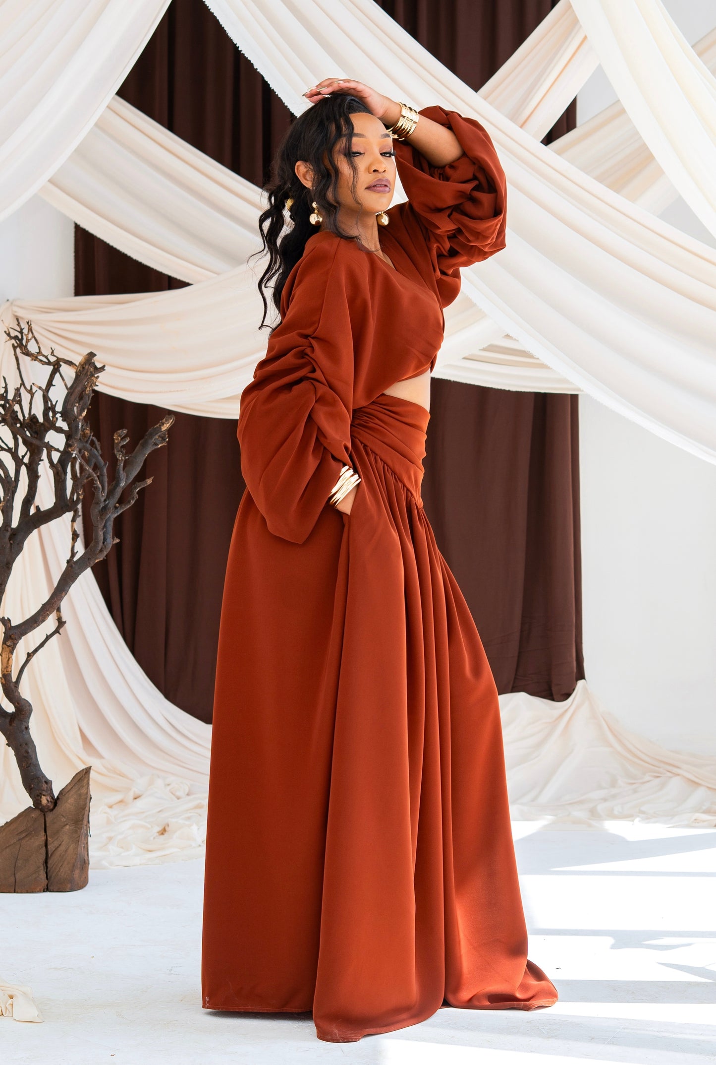Fiah Skirt Set - Cinnamon Brown