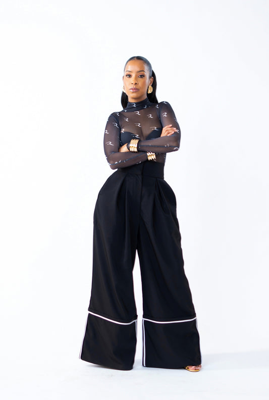 Aminah Border Pants - Black