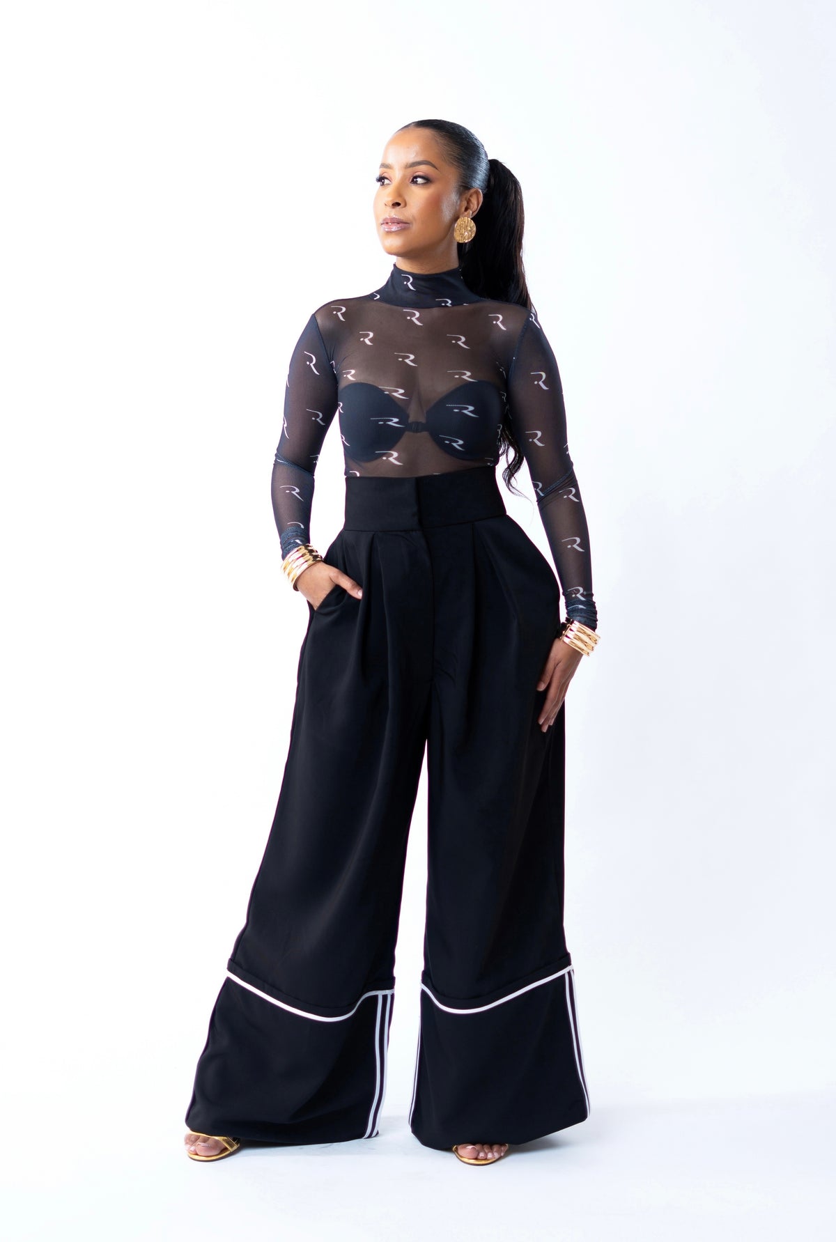 Aminah Border Pants - Black