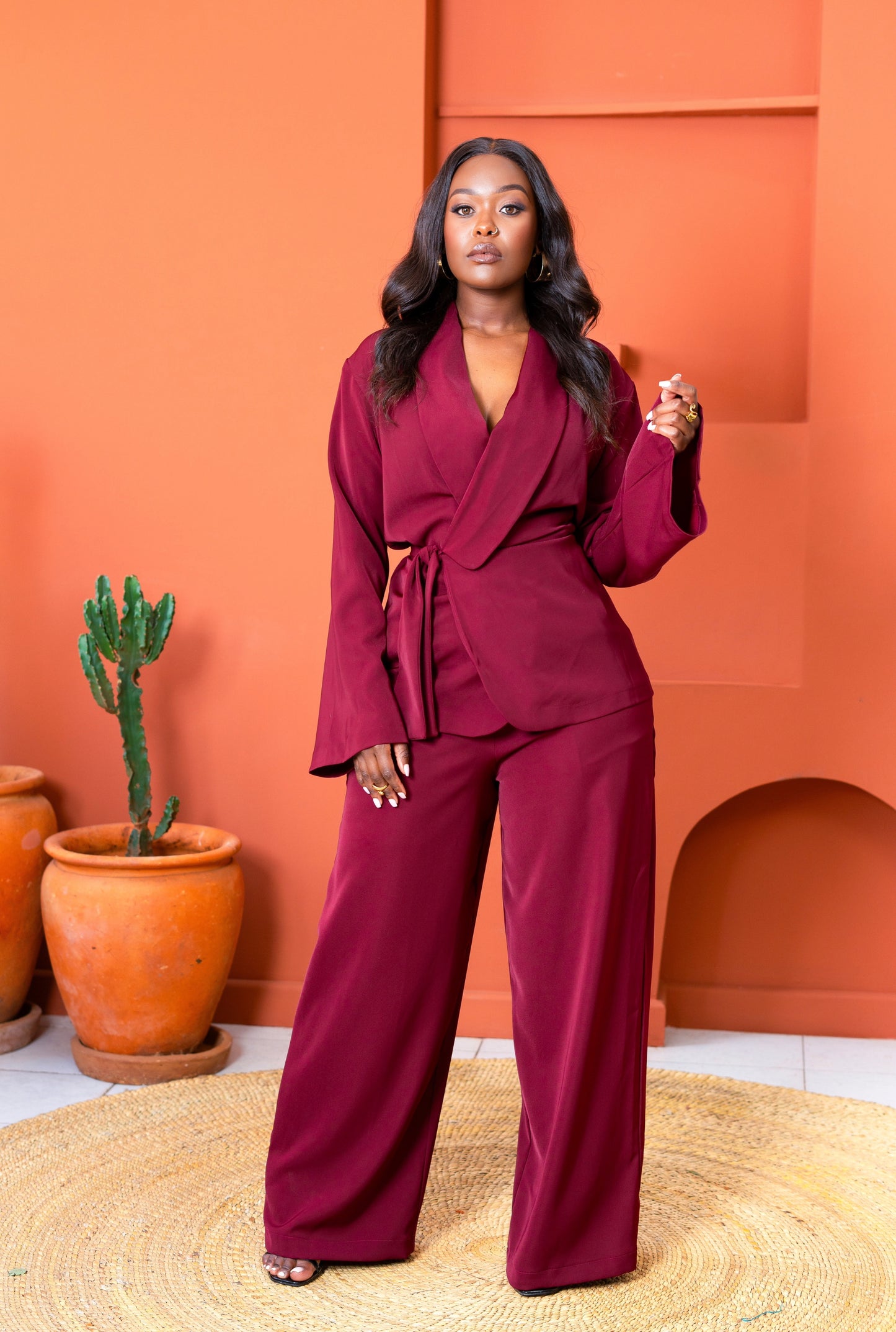 Amani Pants Set - Burgundy