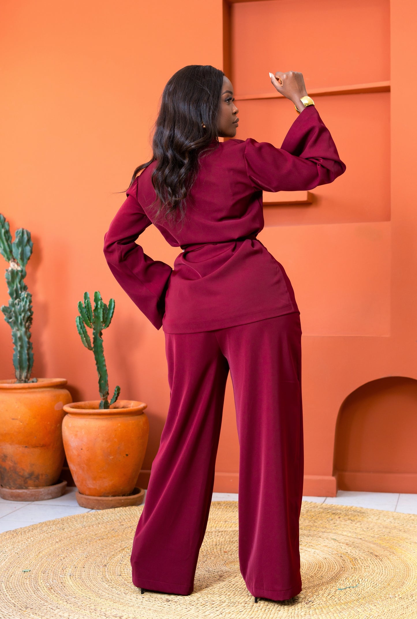 Amani Pants Set - Burgundy