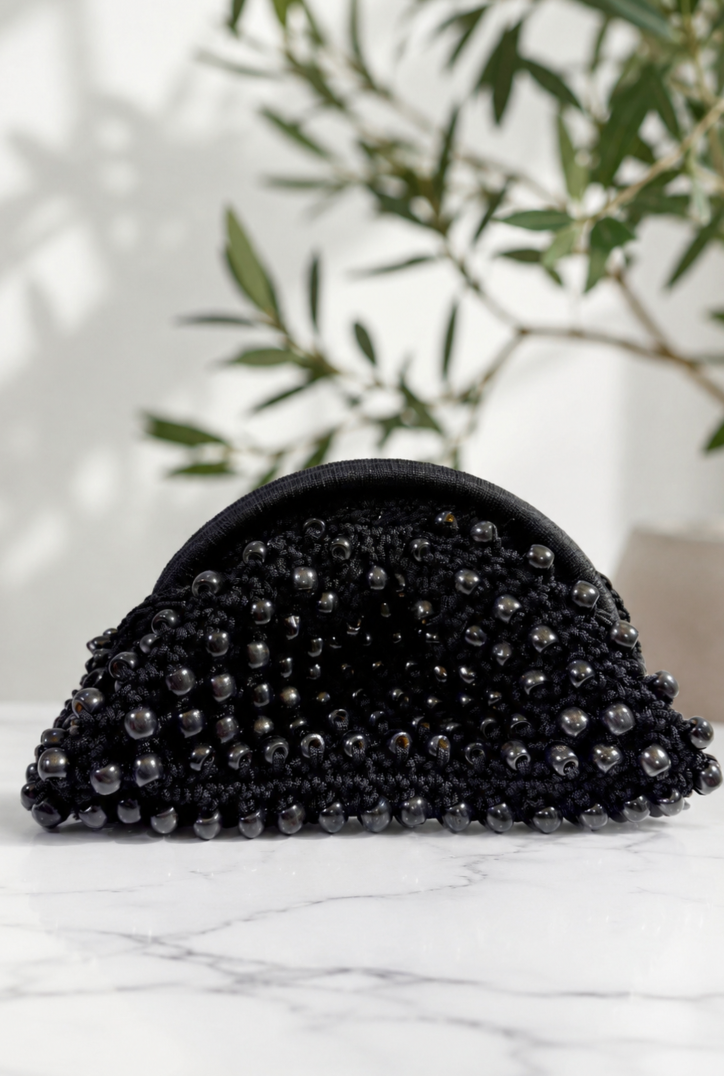 Zeva Beaded Pouch - Black