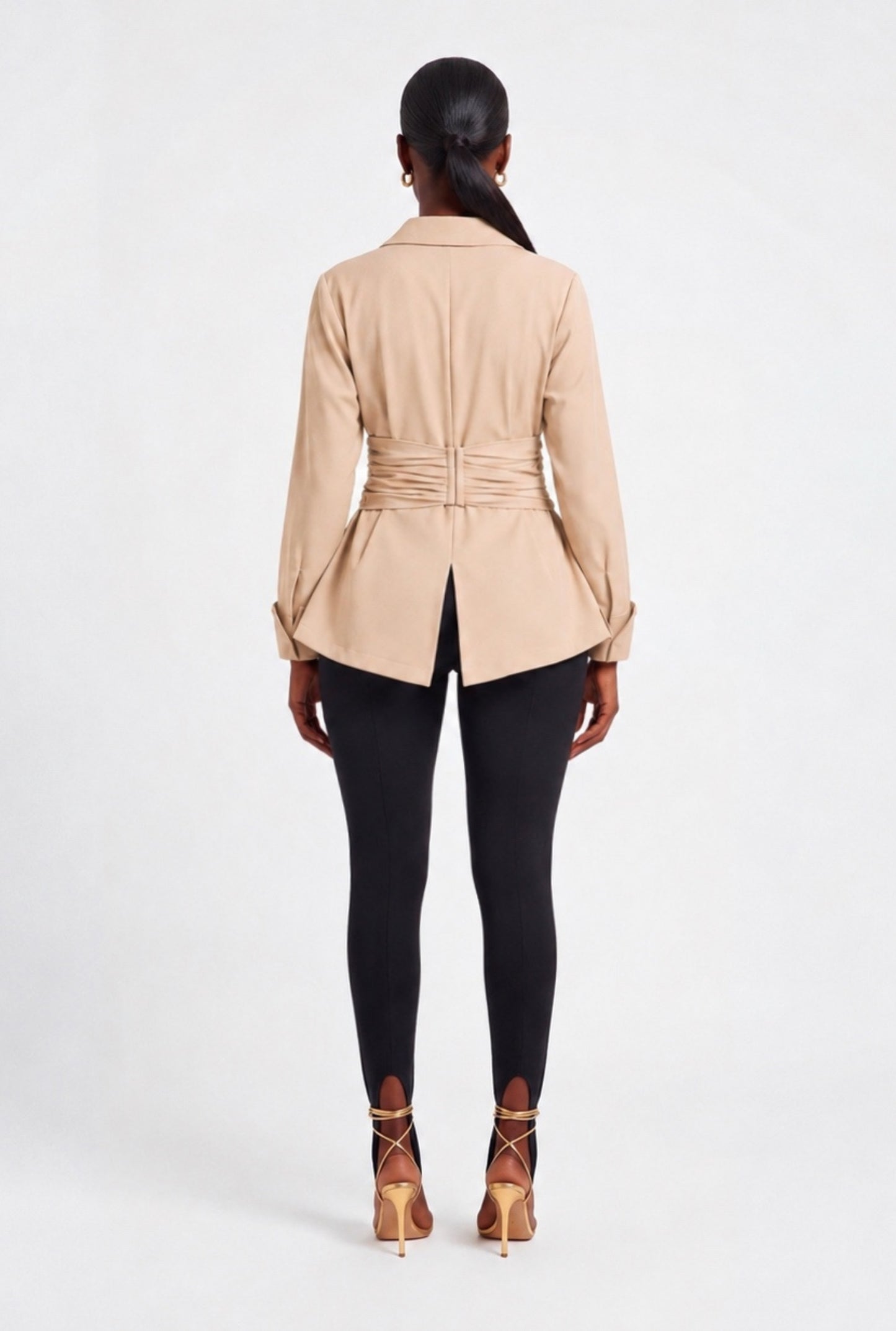 Naz Cinched Shirt - Beige