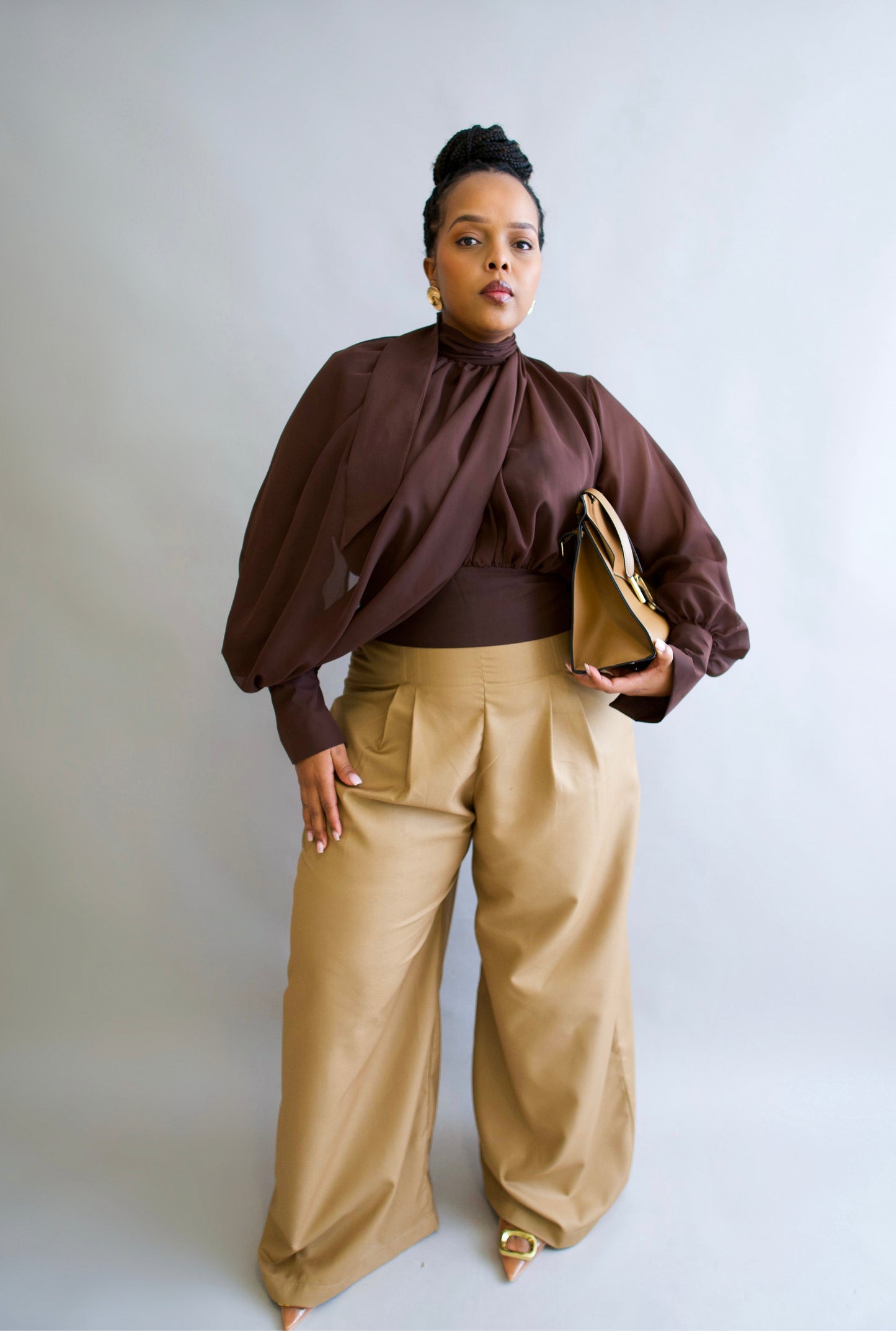 Gaia Corset Blouse - Coffee