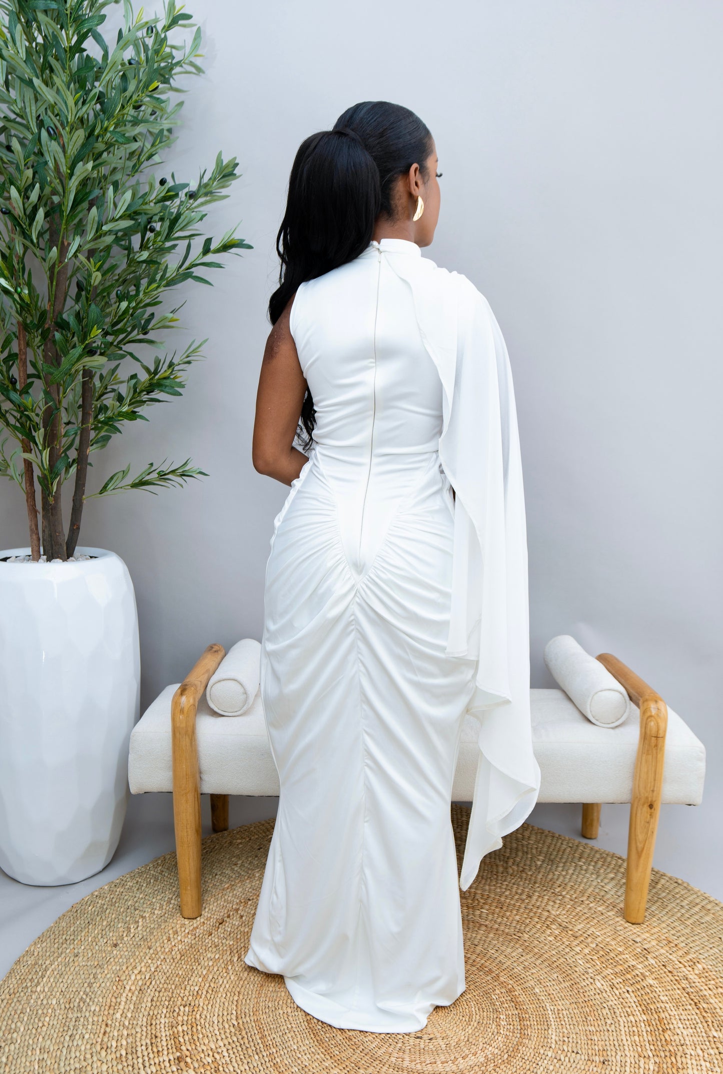 Allyiah Maxi Cape Dress - White