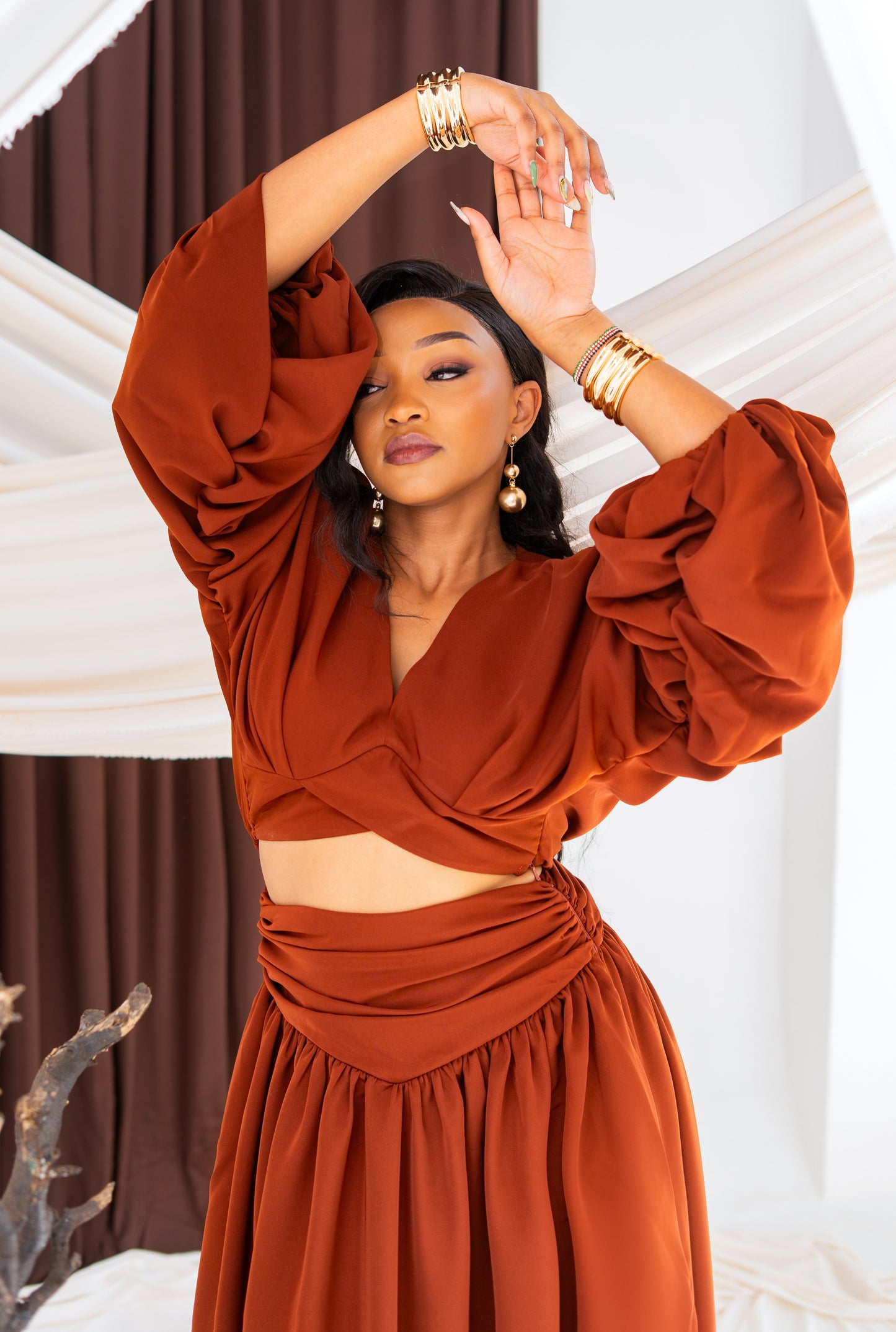 Fiah Skirt Set - Cinnamon Brown