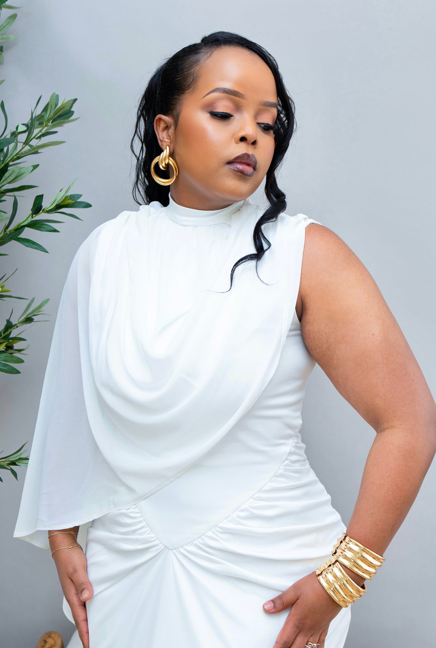 Allyiah Maxi Cape Dress - White