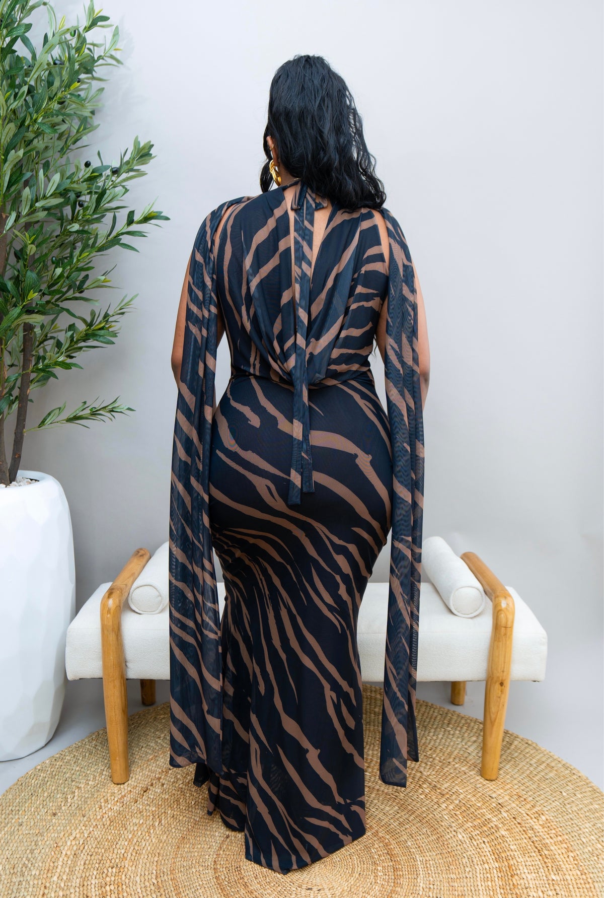 Shayla Mesh Dress - Black Print