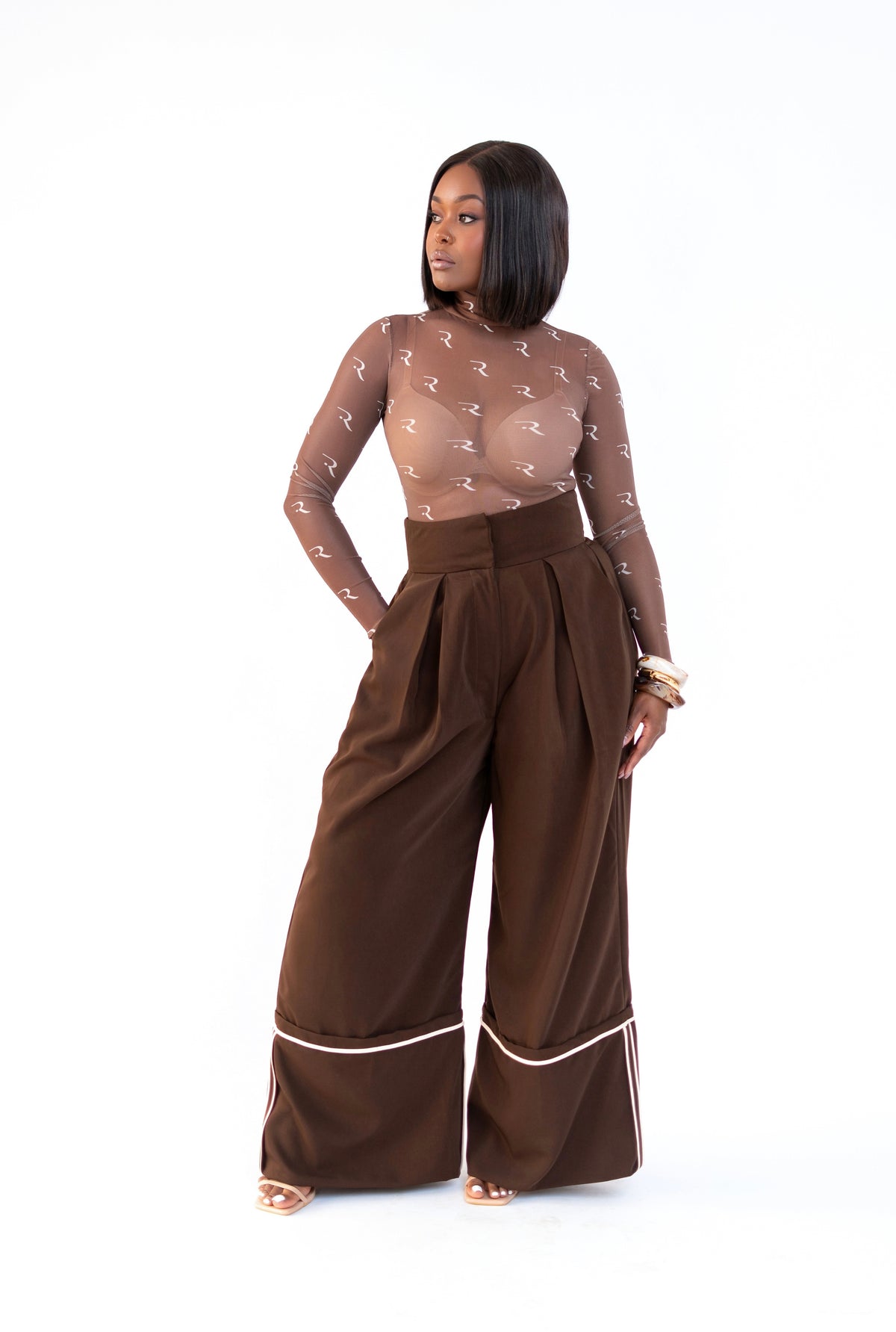 Signature R.Motif Mesh Bodysuit - Choco