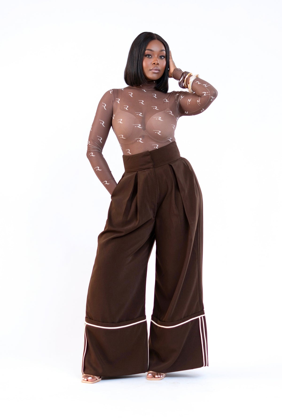 Aminah Border Pants - Coffee