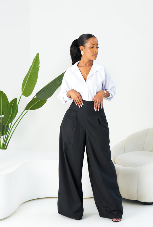 Gaia Wide Leg Pants - Black