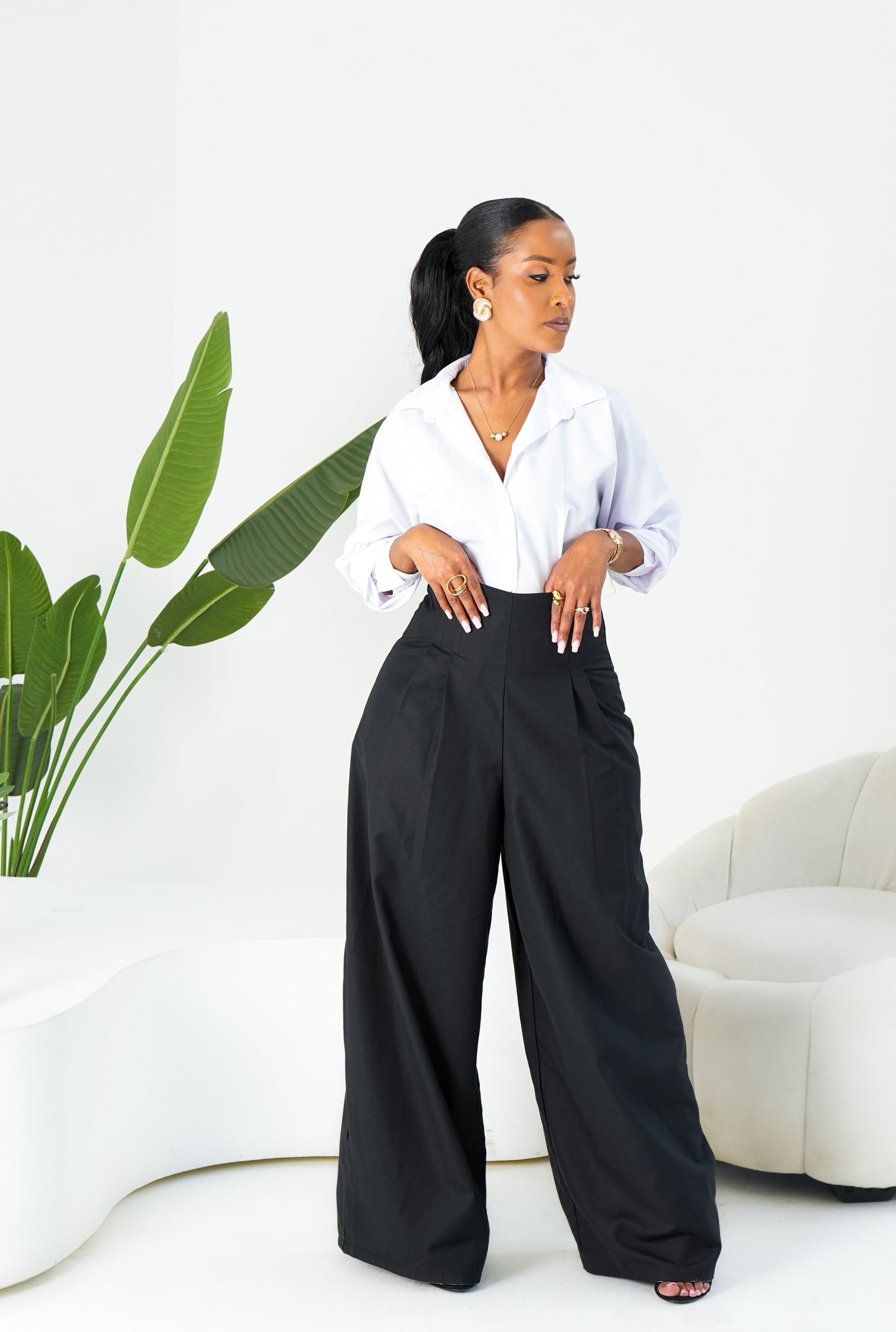 Gaia Wide Leg Pants - Black